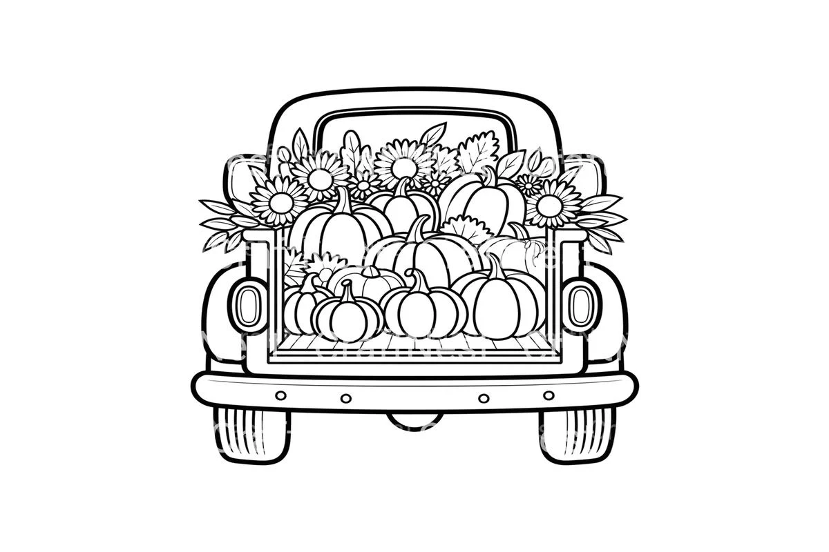Fall Truck with Pumpkins Coloring Books - Image 3