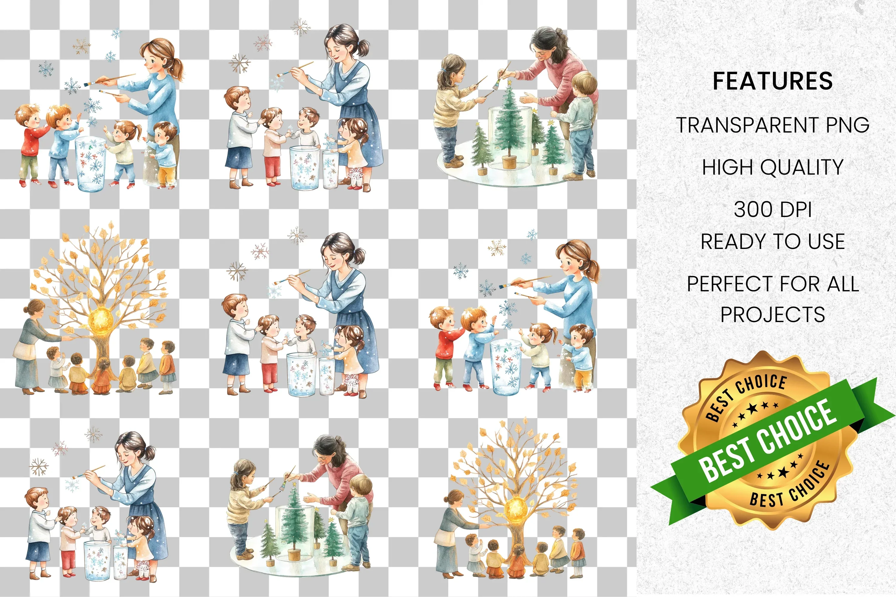 Family Holiday Crafts Clipart Bundle - Image 8