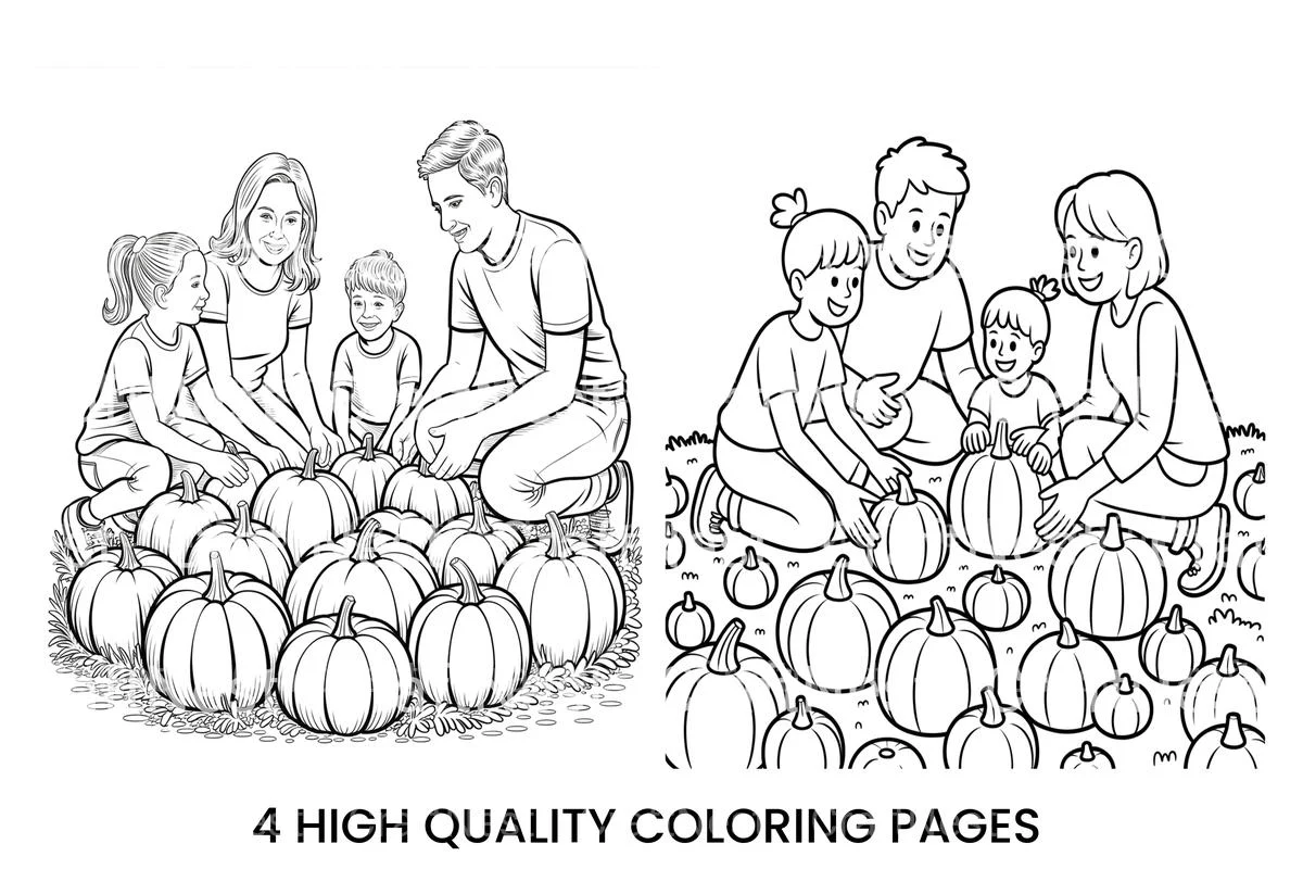 Family Pumpkin Picking Coloring Books
