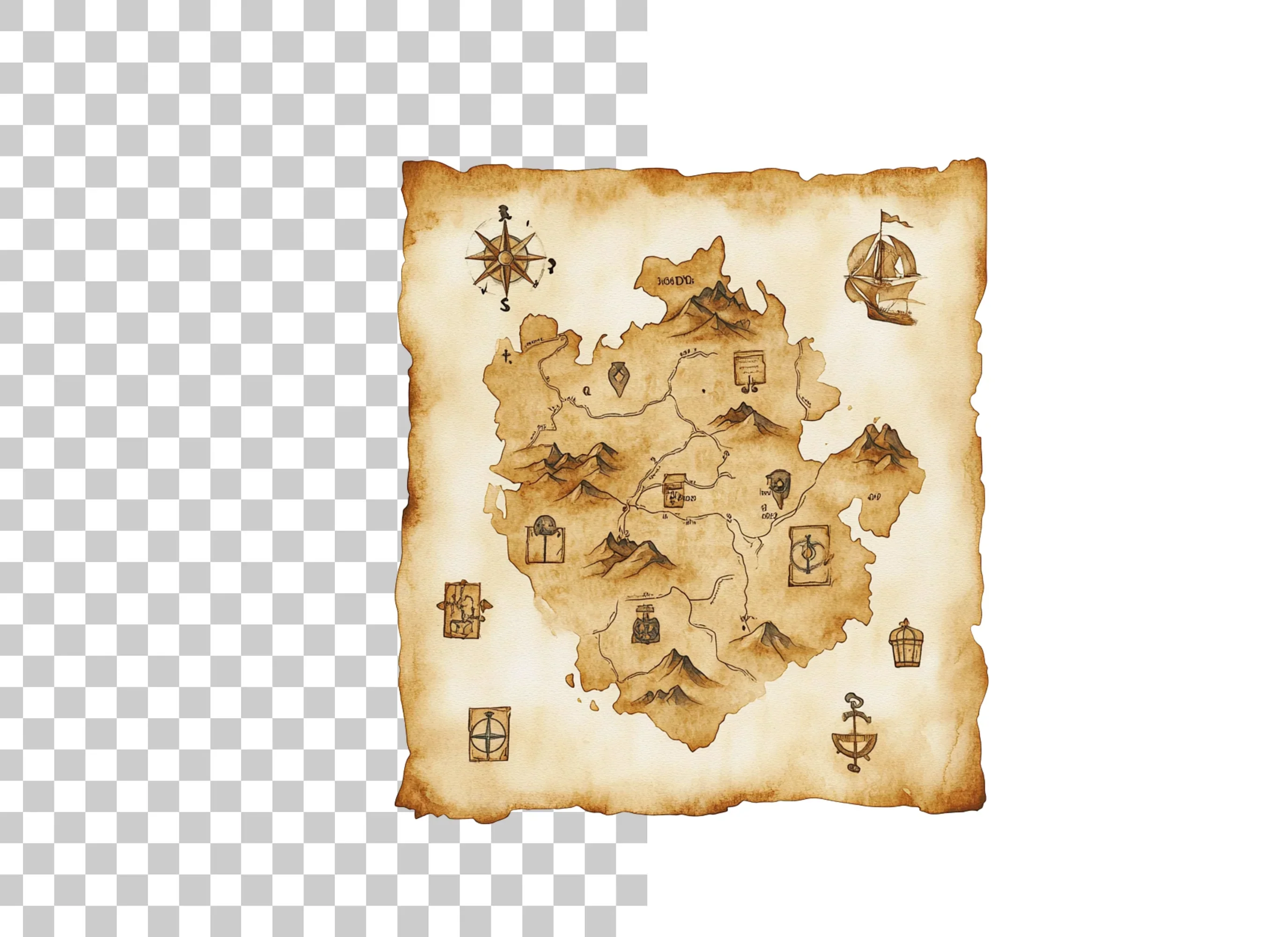 Fantasy Island Treasure Map Clipart Bundle - Image 6