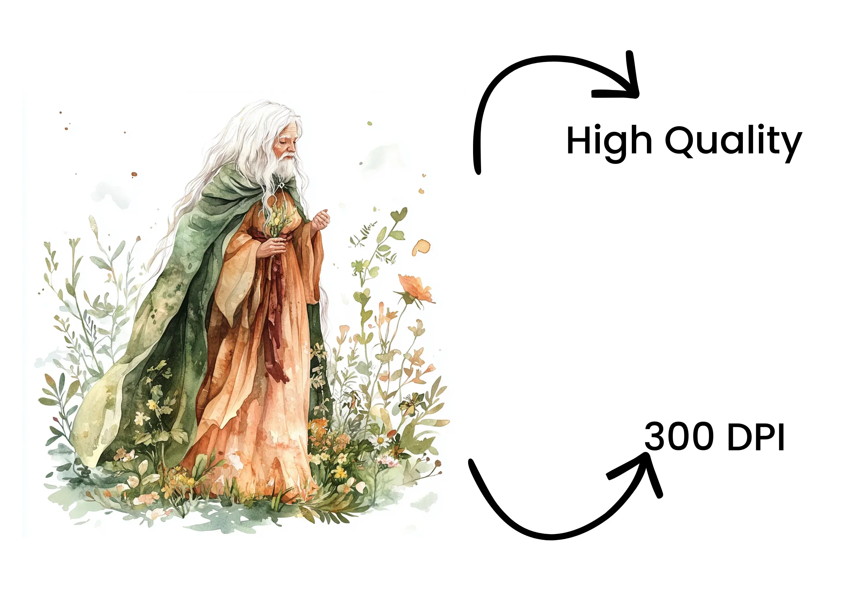Fantasy Old Man Fairy Clipart Bundle - Image 4