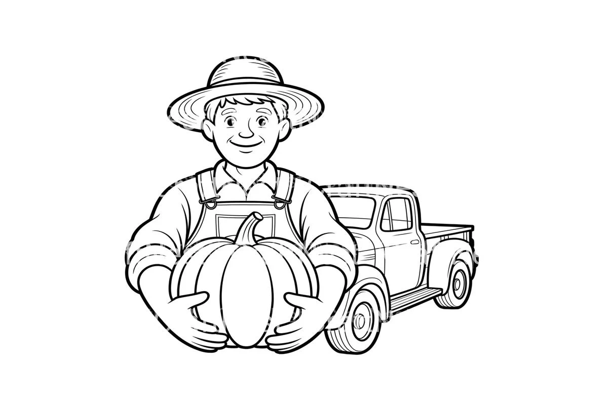 Farmer Loading Pumpkins Coloring Books - Image 4
