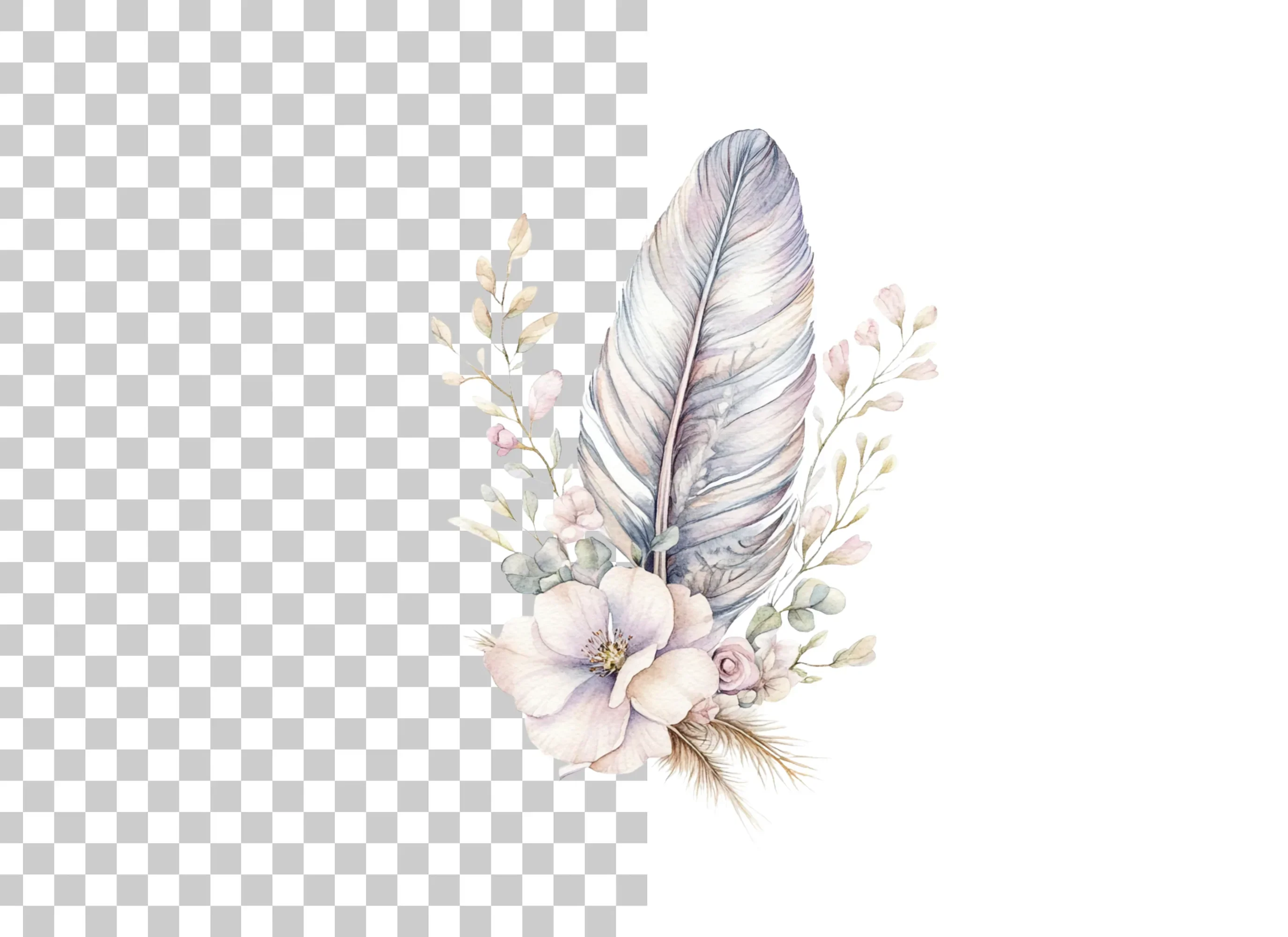 Feather Flower Clipart Bundle - Image 6