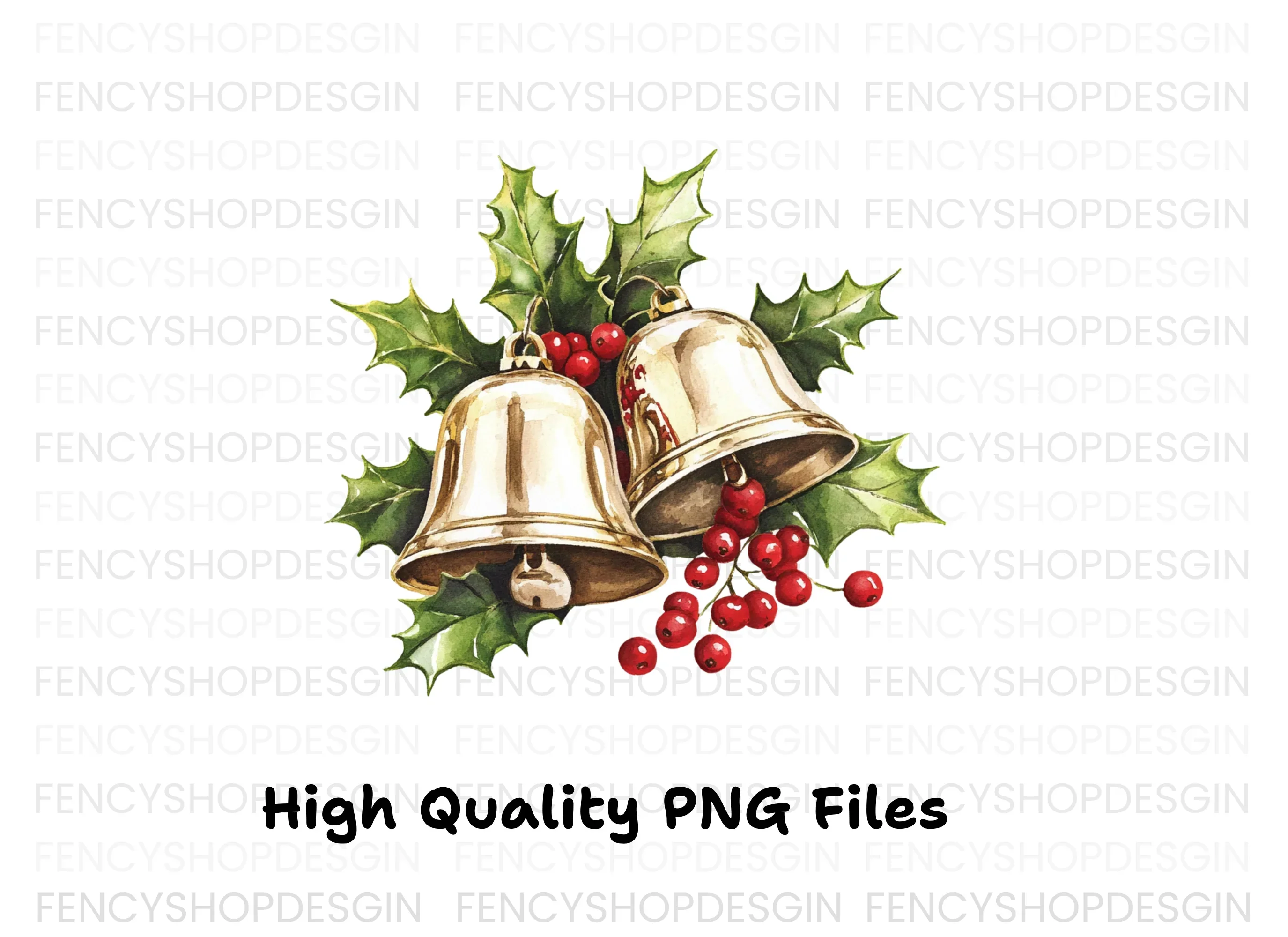 Festive Bells and Holly Clipart Bundle - Image 3