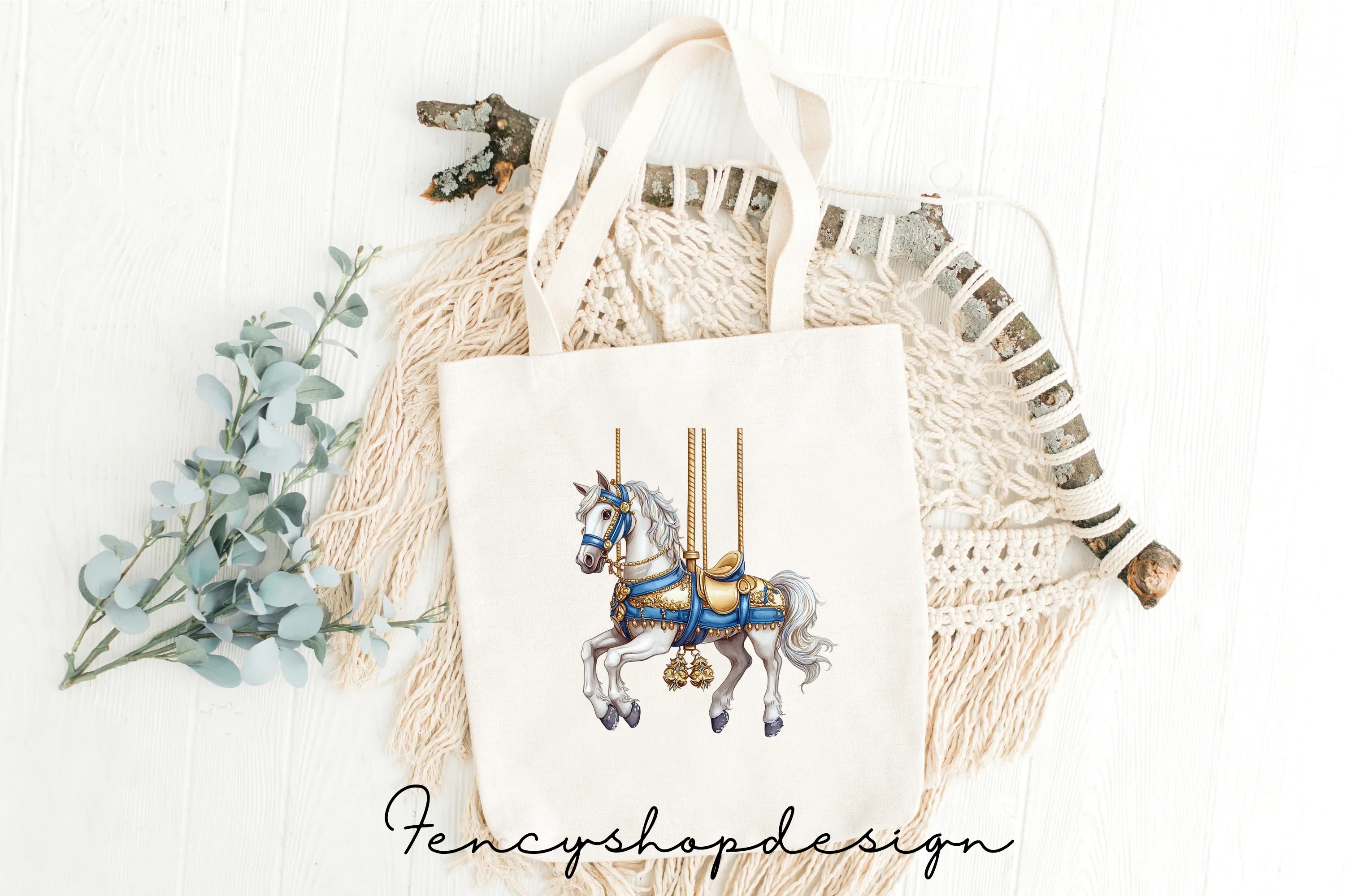 Festive Carousel Horse Clipart Bundle - Image 6