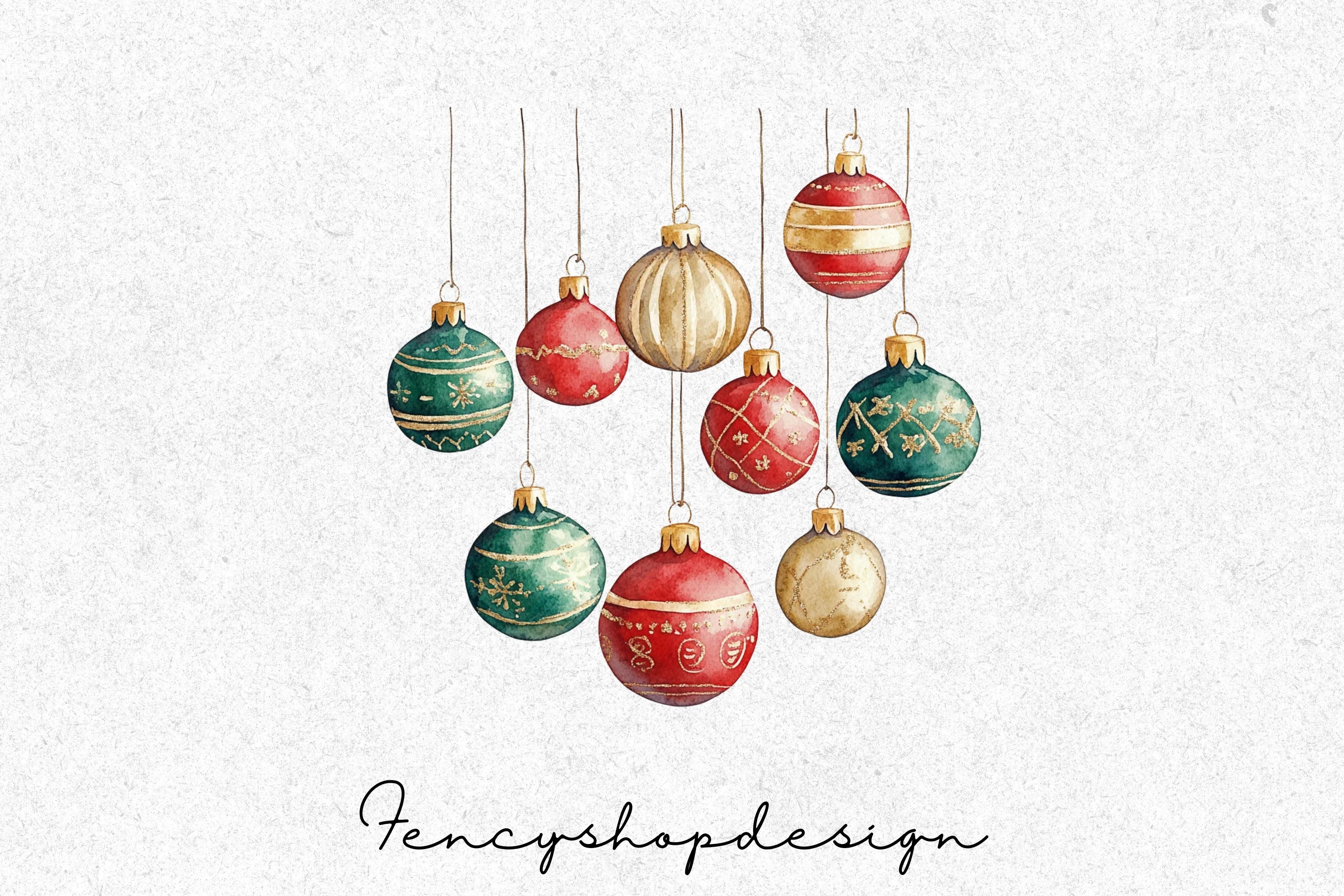 Festive Christmas Baubles Clipart Bundle - Image 3