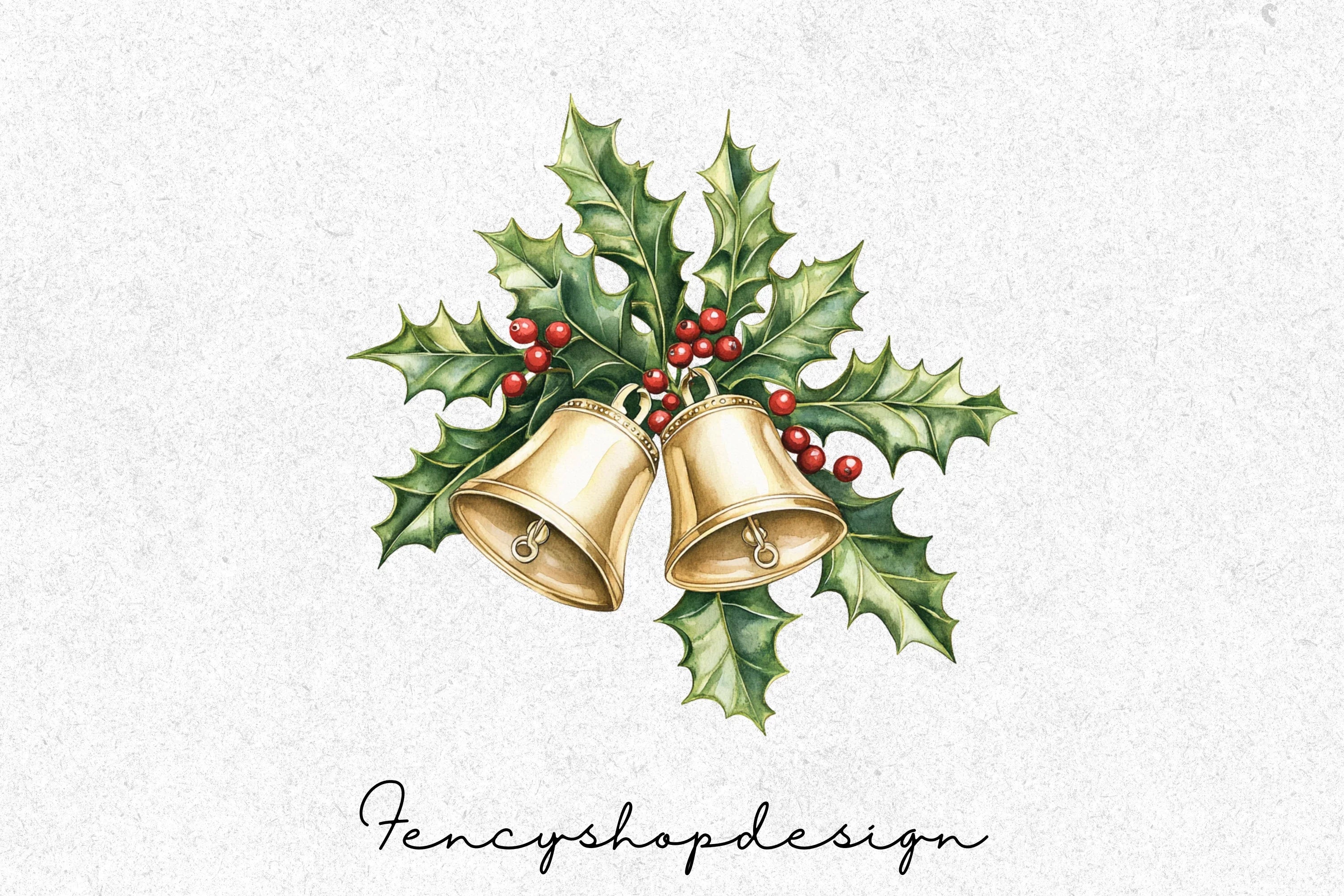 Festive Christmas Bells Holly Clipart Bundle - Image 4