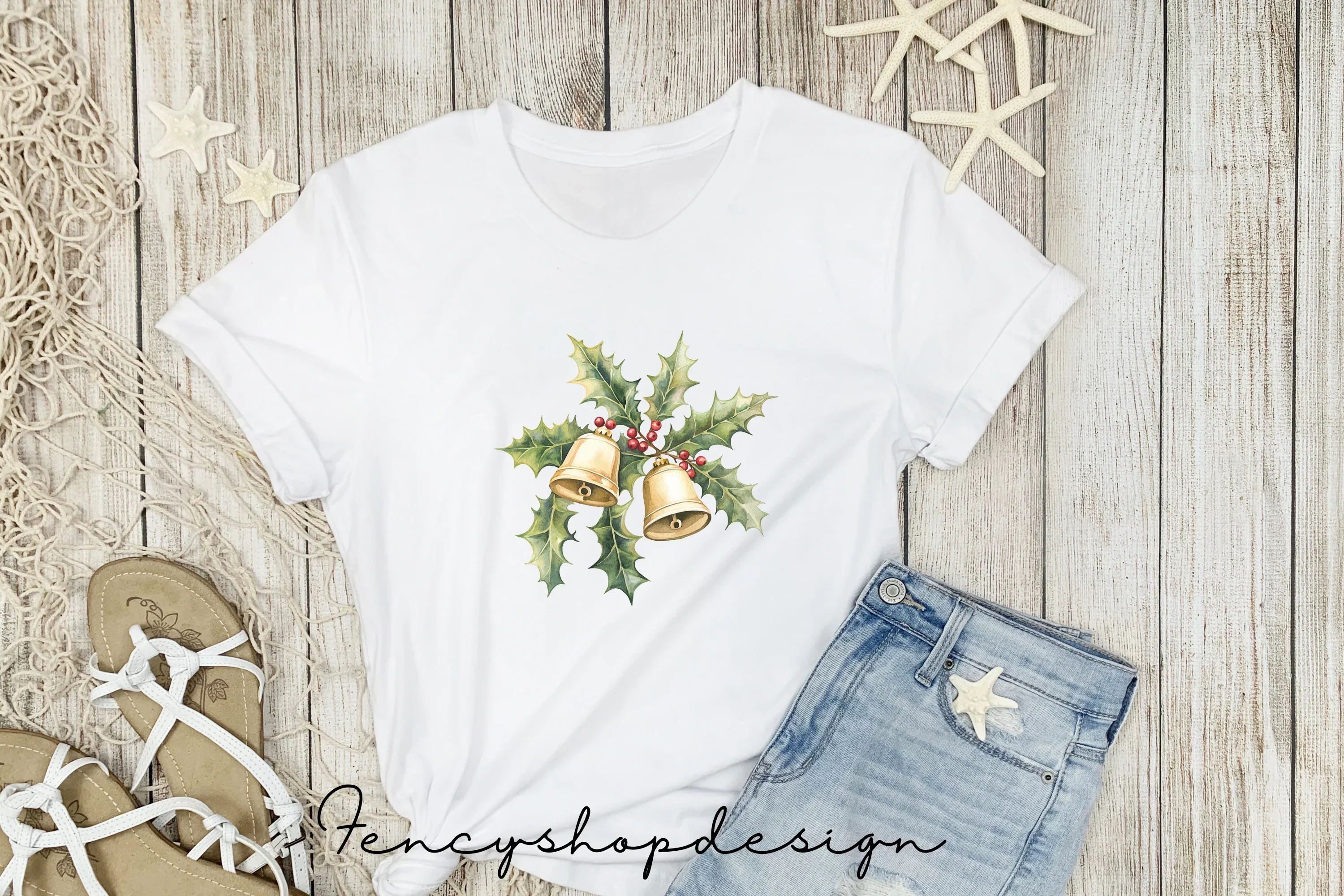 Festive Christmas Bells Holly Clipart Bundle - Image 5