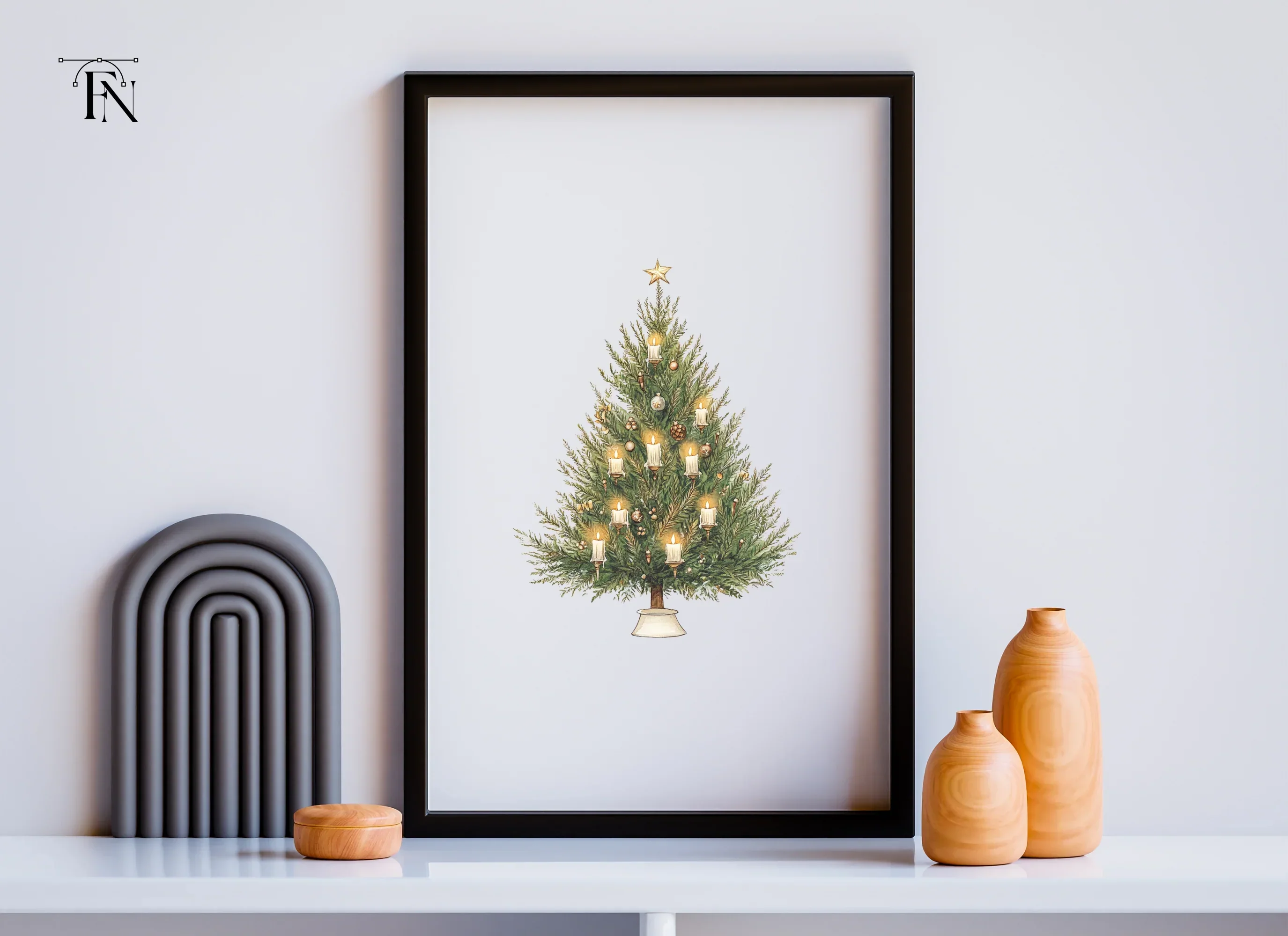 Festive Christmas Tree with Candles Clipart Bundle - Image 6