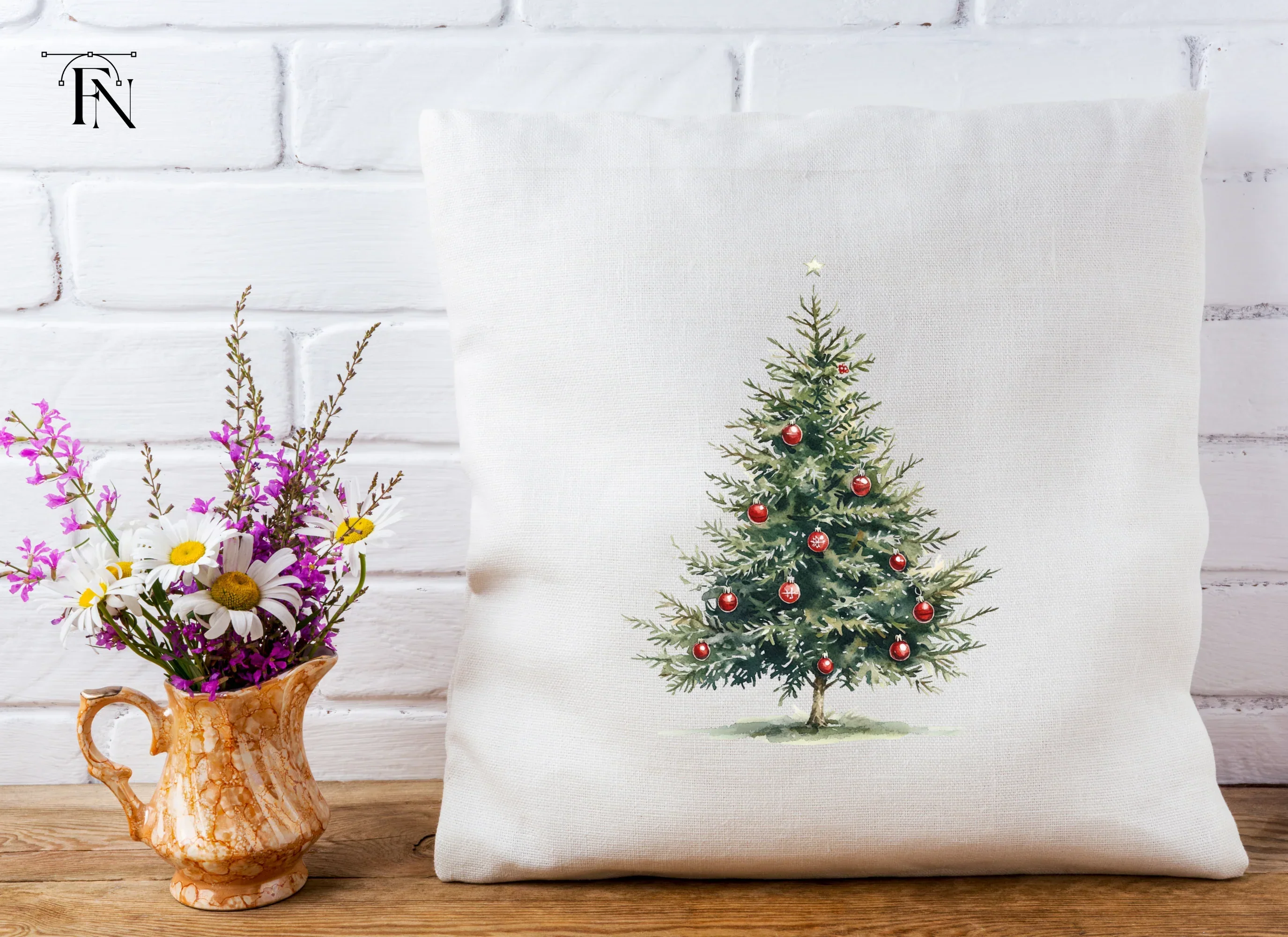 Festive Christmas Trees with Ornaments Clipart Bundle - Image 2