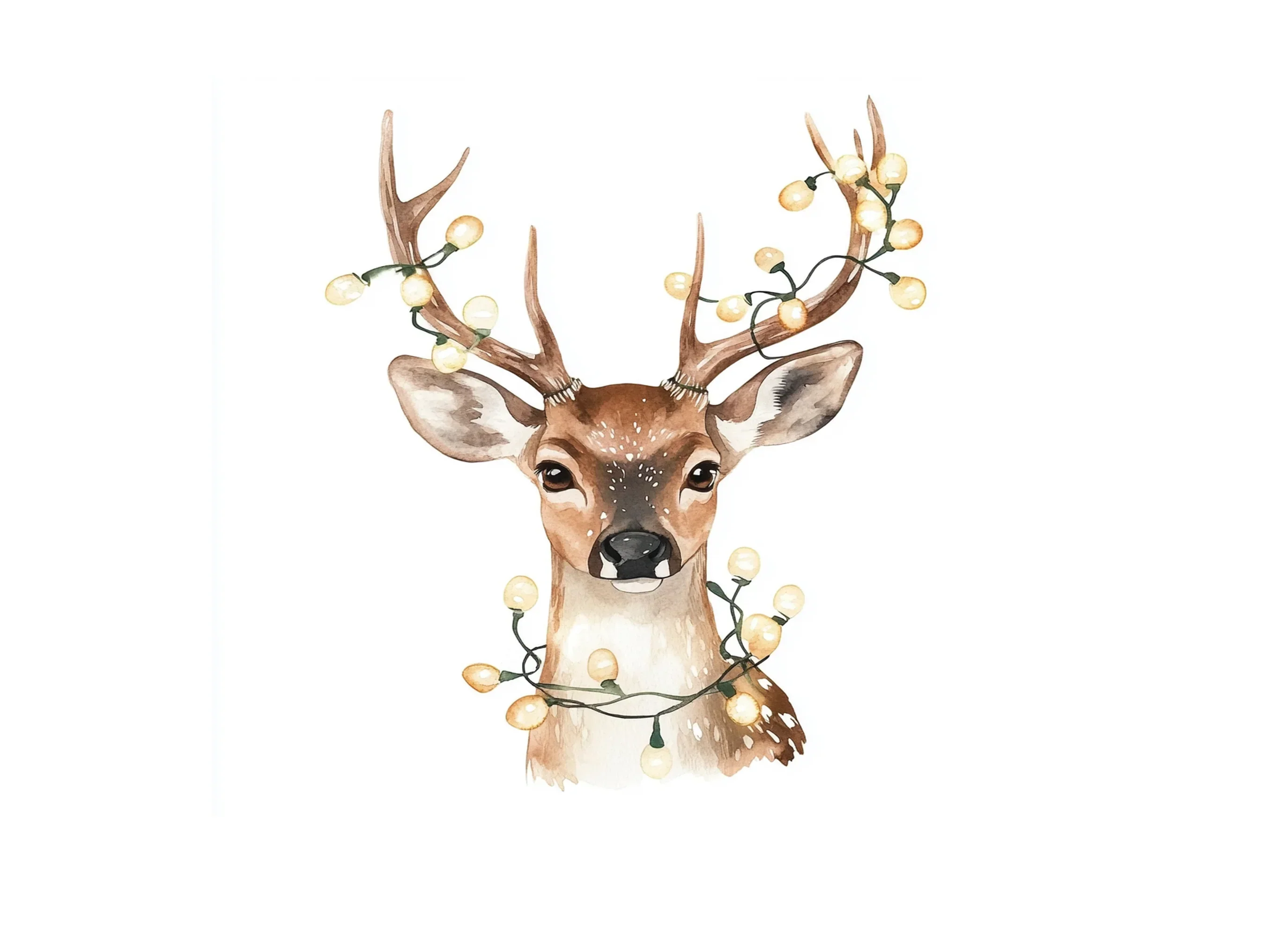 Festive Deer Head with Lights Clipart Bundle - Image 3