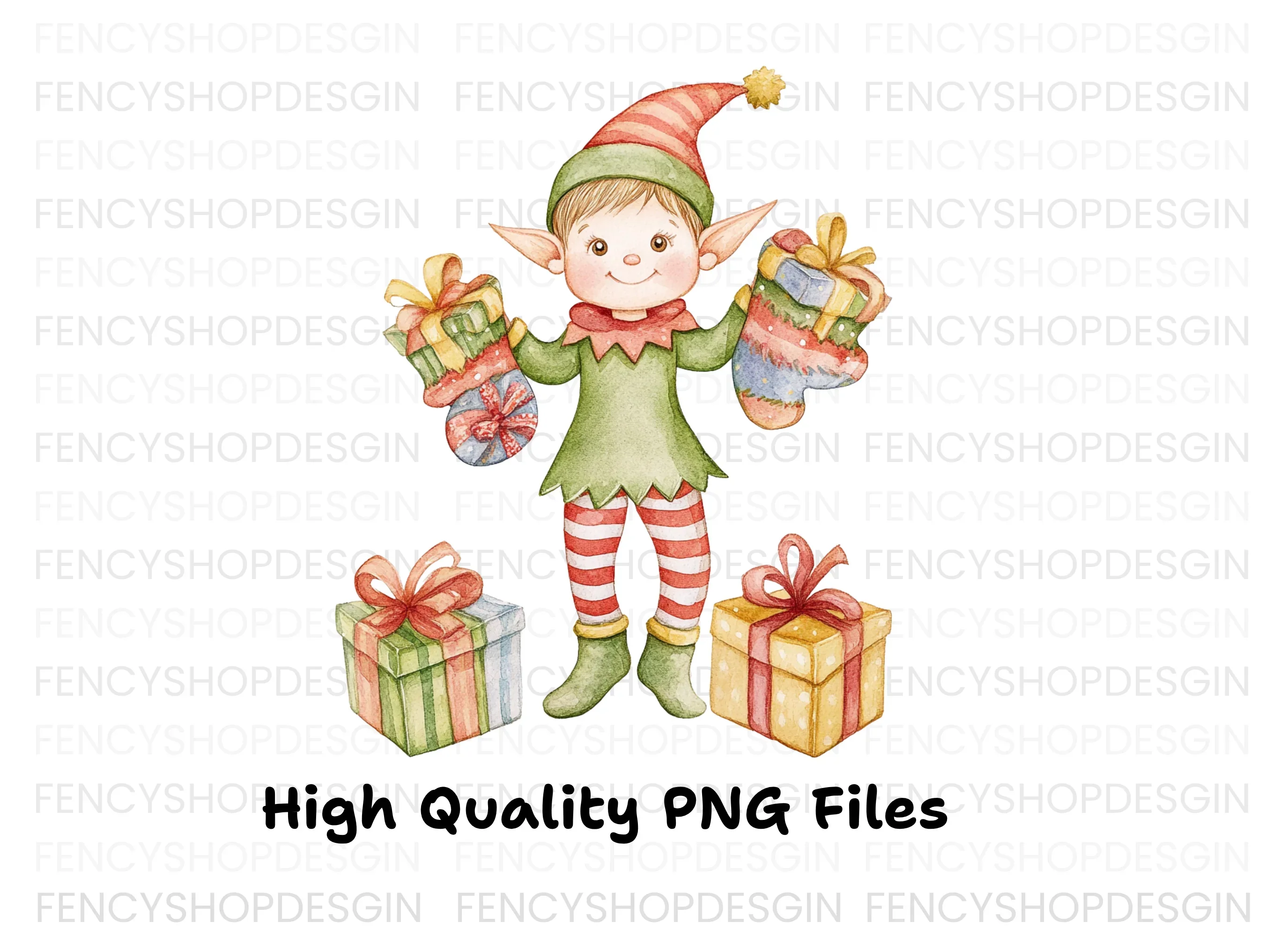 Festive Elves with Presents Clipart Bundle - Image 2