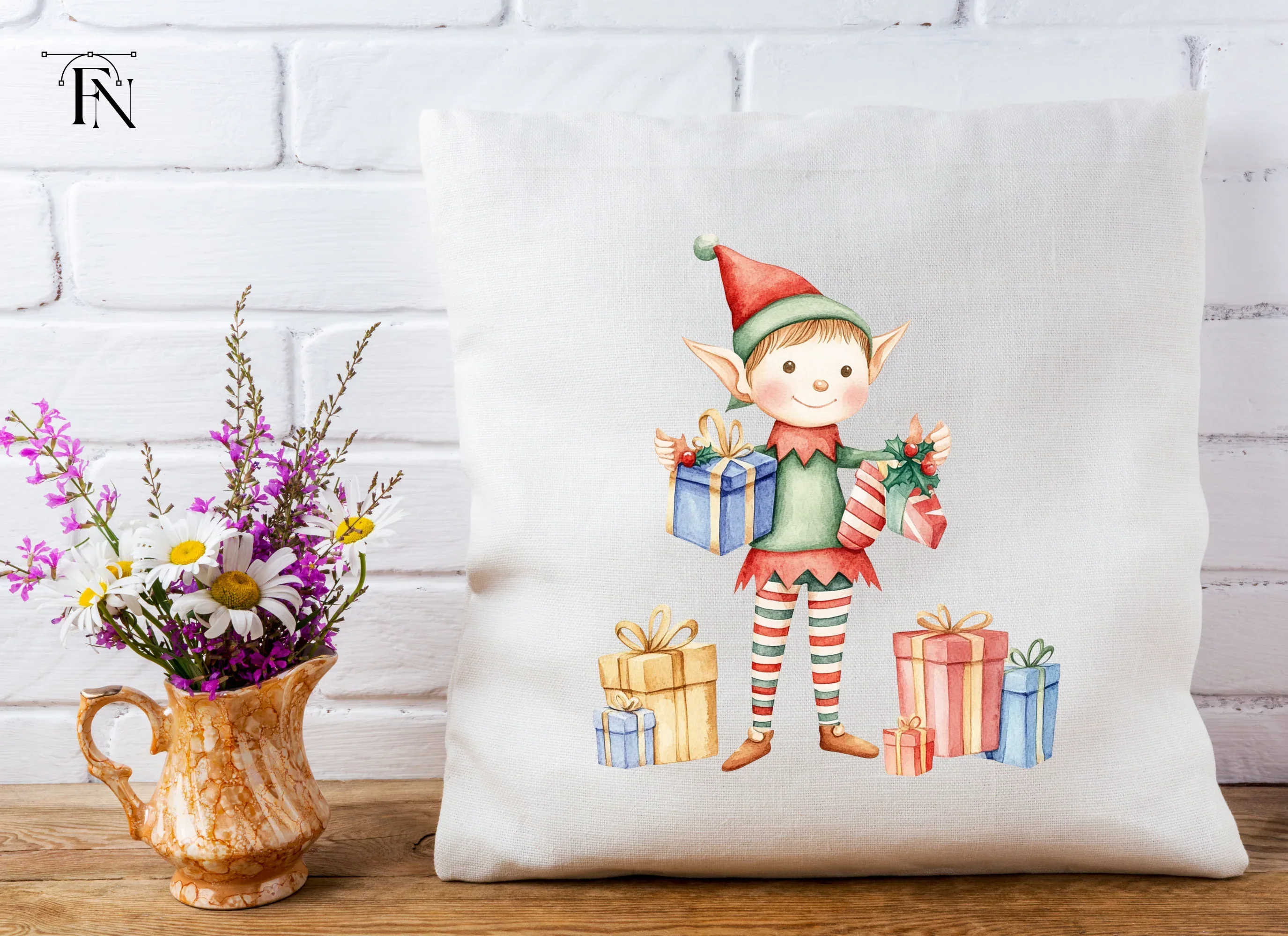 Festive Elves with Presents Clipart Bundle - Image 4