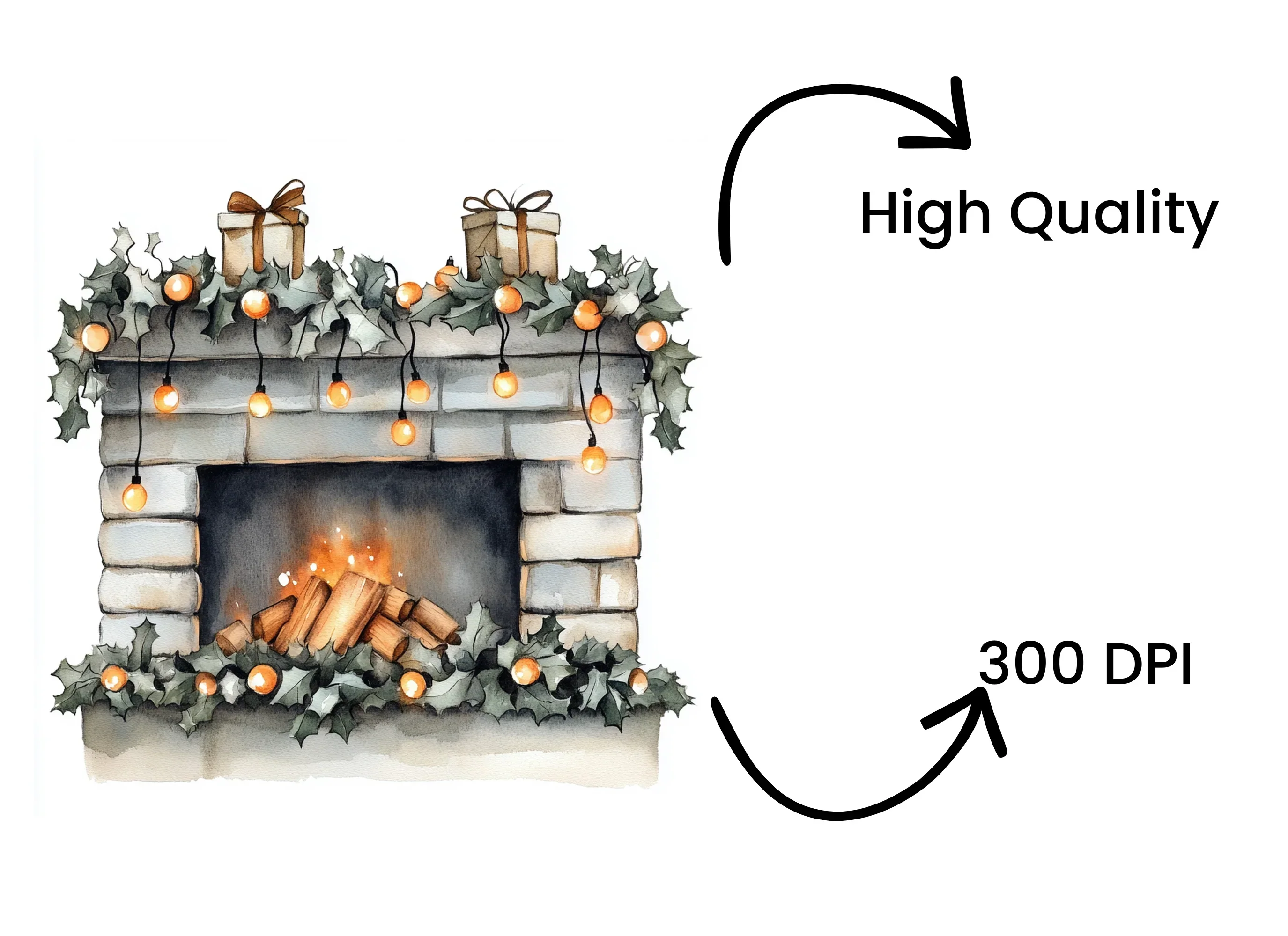 Festive Fireplace Illustrations Clipart Bundle - Image 4