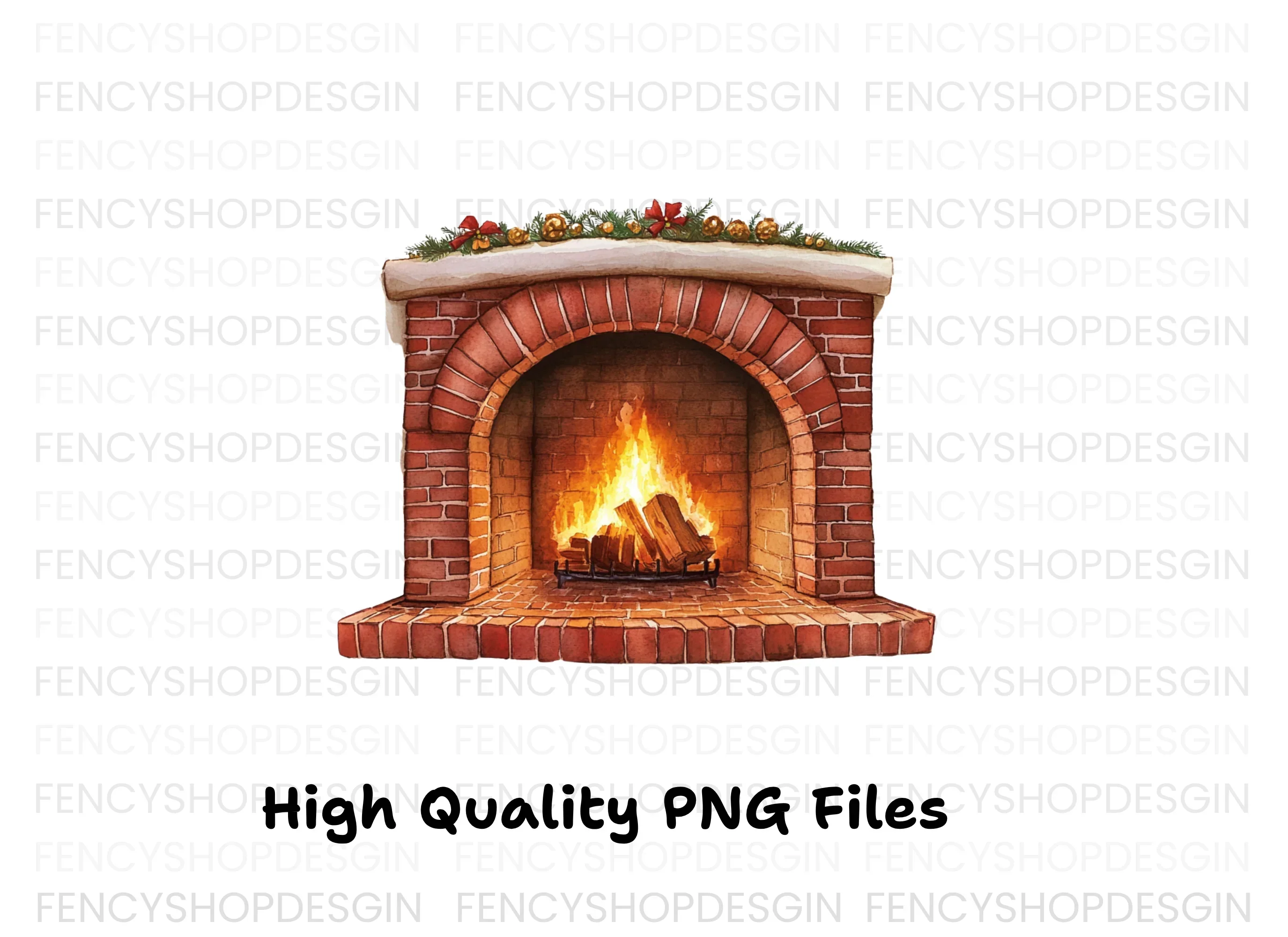 Festive Fireplace with Gifts Clipart Bundle - Image 3