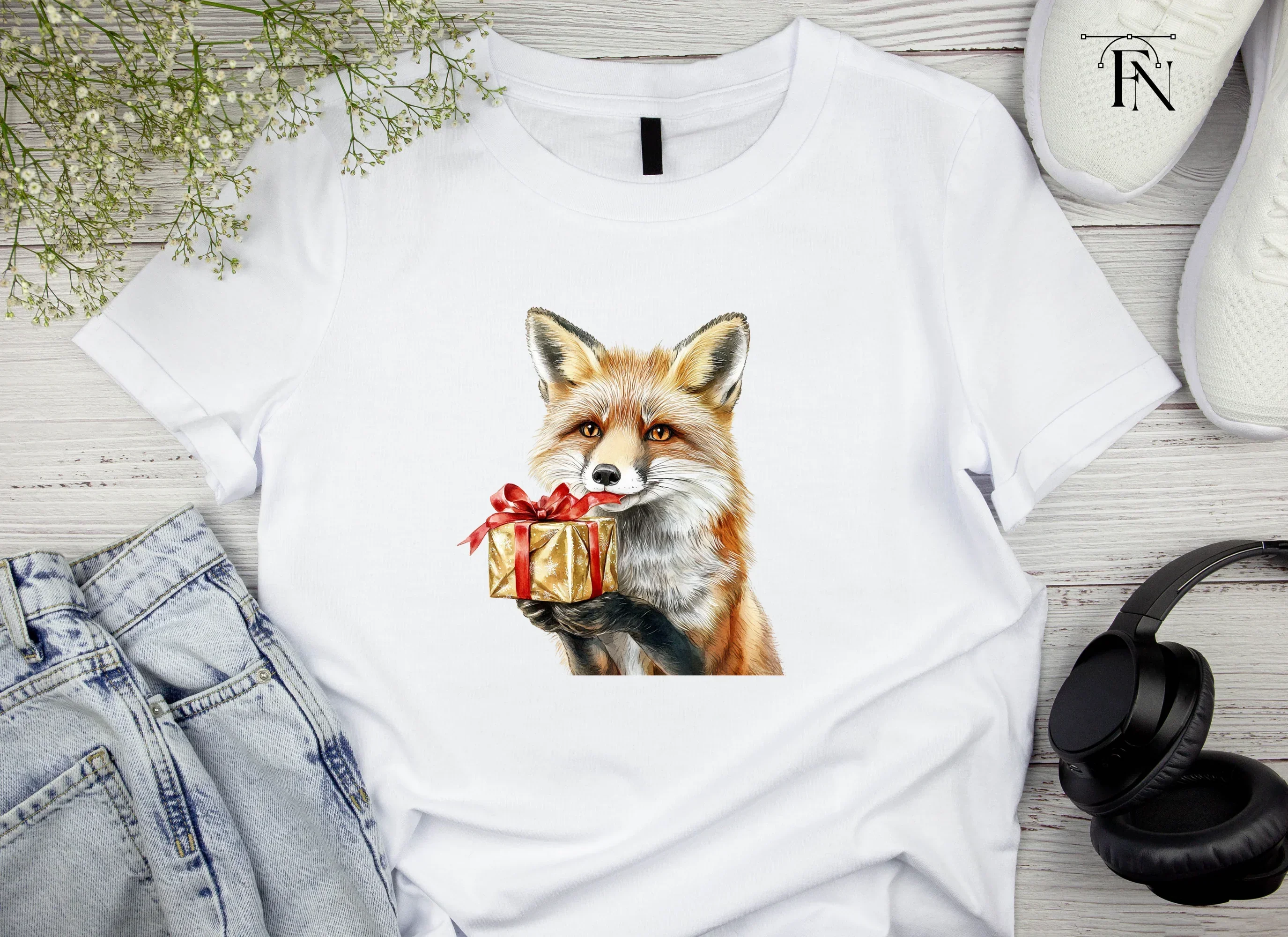 Festive Fox with Christmas Gift Clipart Bundle - Image 4