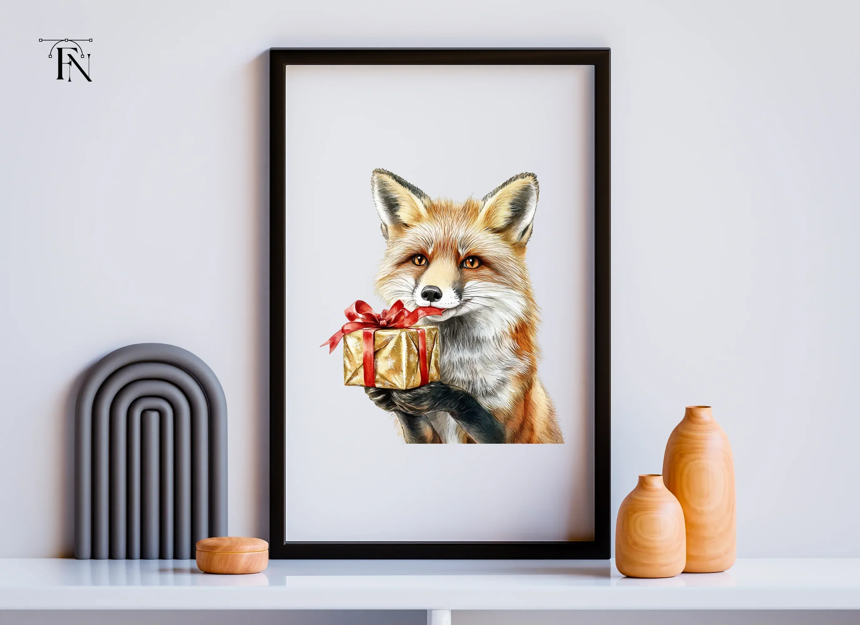 Festive Fox with Christmas Gift Clipart Bundle - Image 6