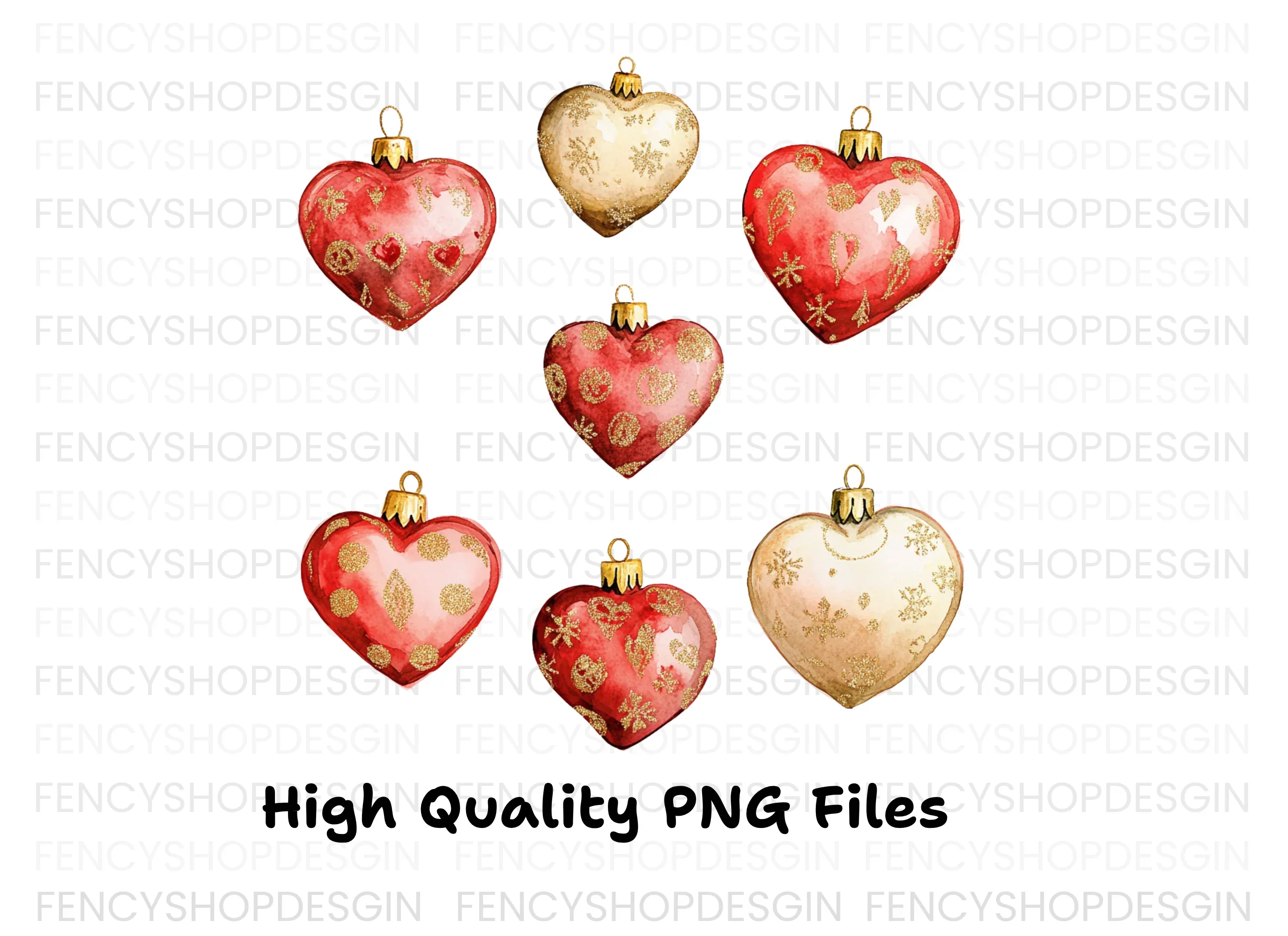 Festive Heart Ornament Clipart Bundle - Image 3