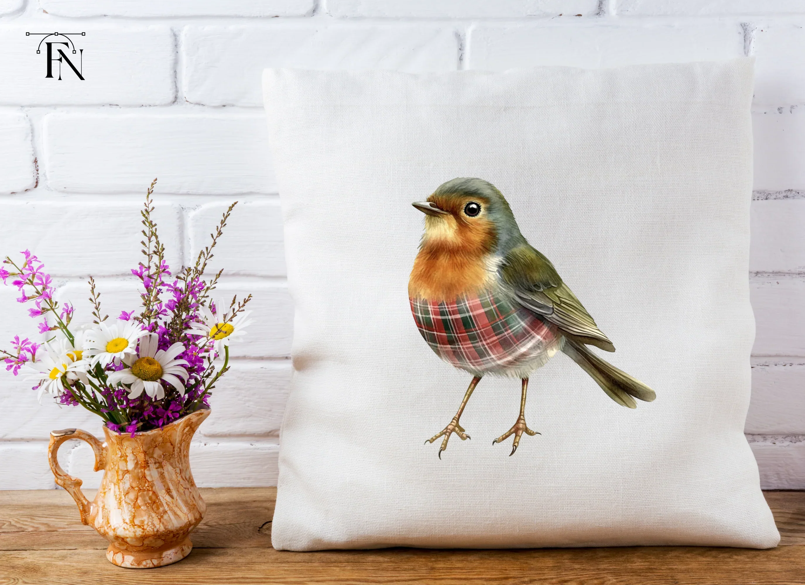 Festive Plaid Robin Bird Clipart Bundle - Image 5