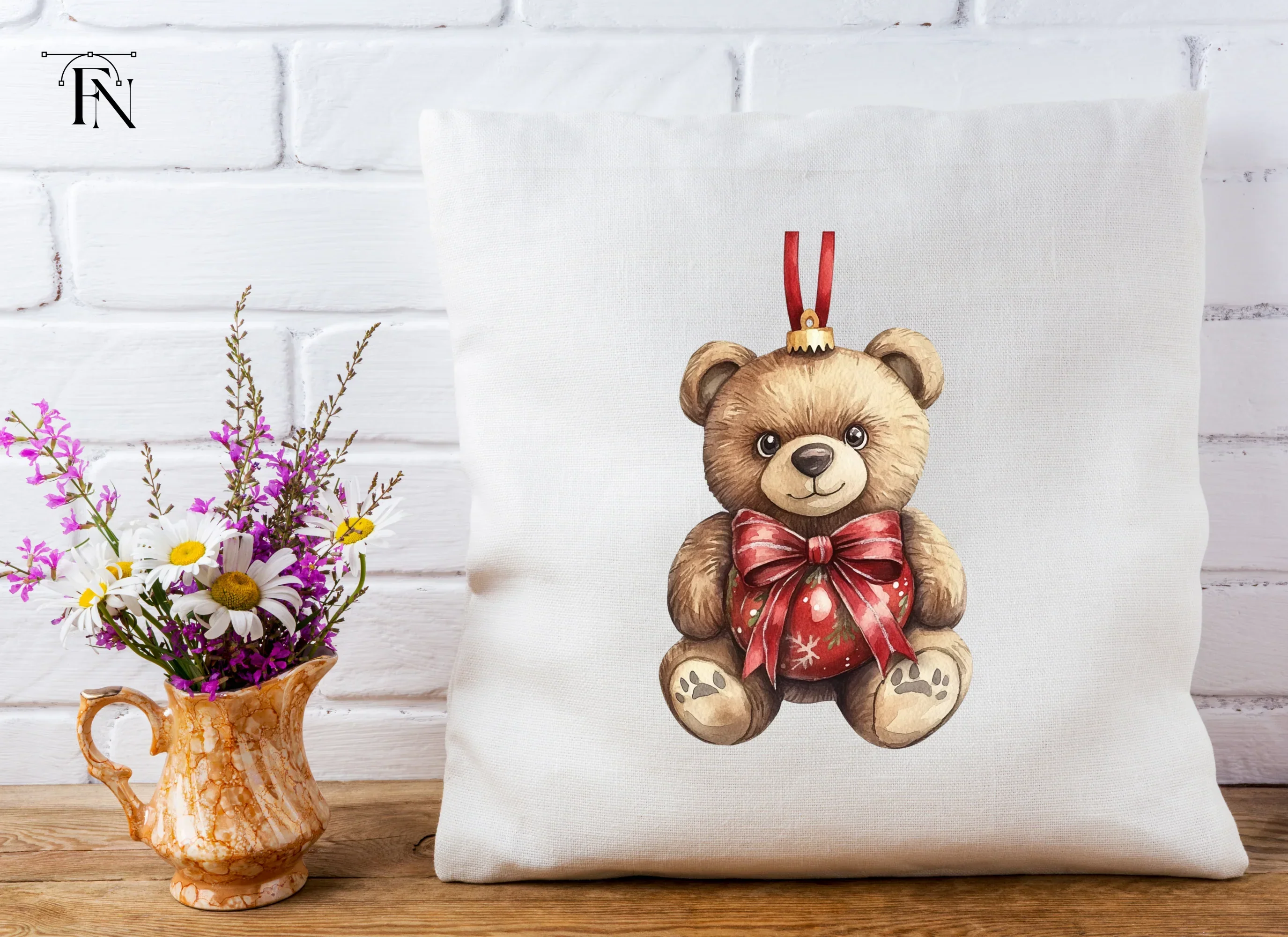 Festive Teddy Bear Christmas Decoration Clipart Bundle - Image 5