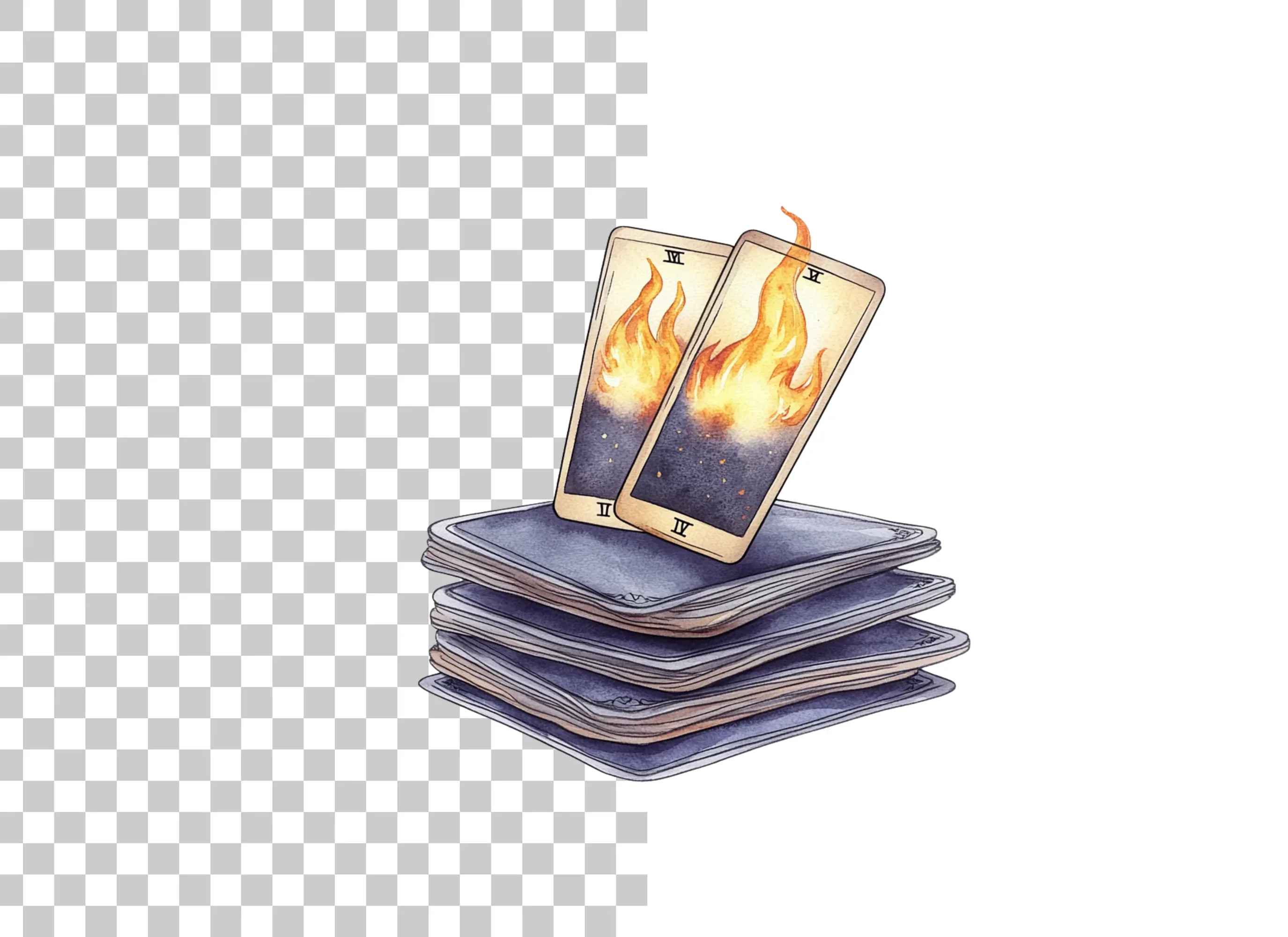 Fiery Tarot Cards Stack Clipart Bundle - Image 2