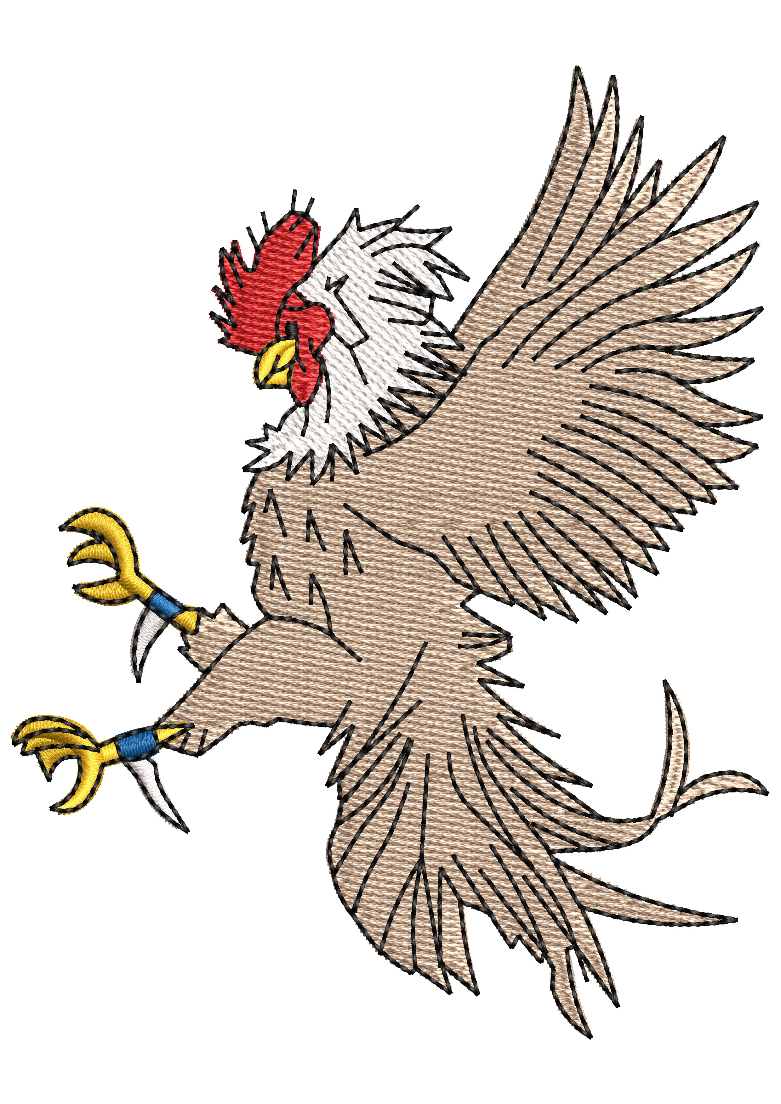 Fighter Hen Embroidery Design