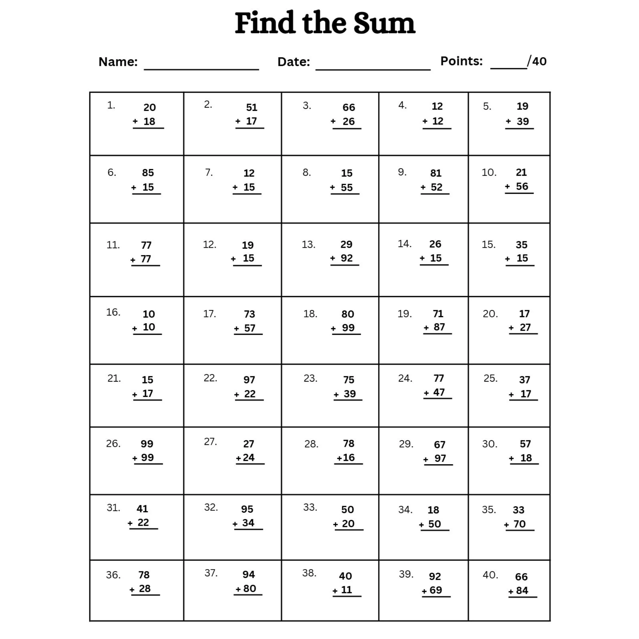 Find the Sum Addition Worksheets - Image 3