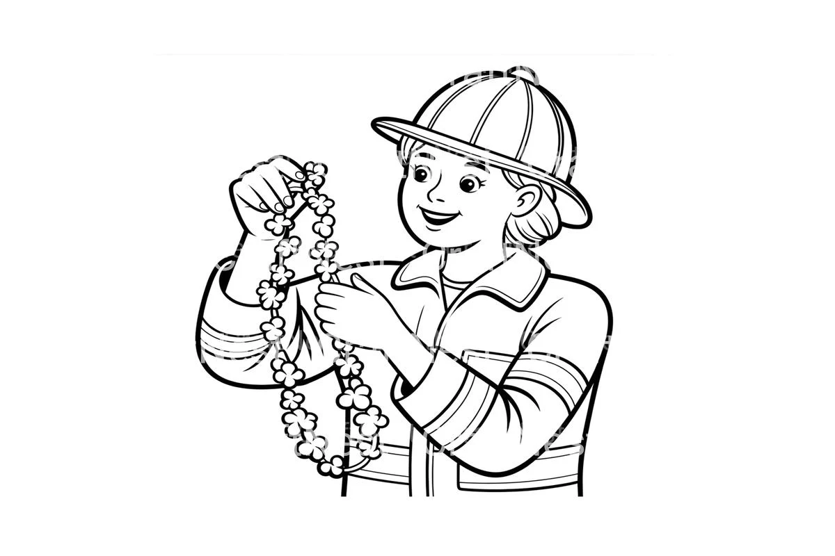 Firefighter Decorating Christmas Tree Coloring Books - Image 4