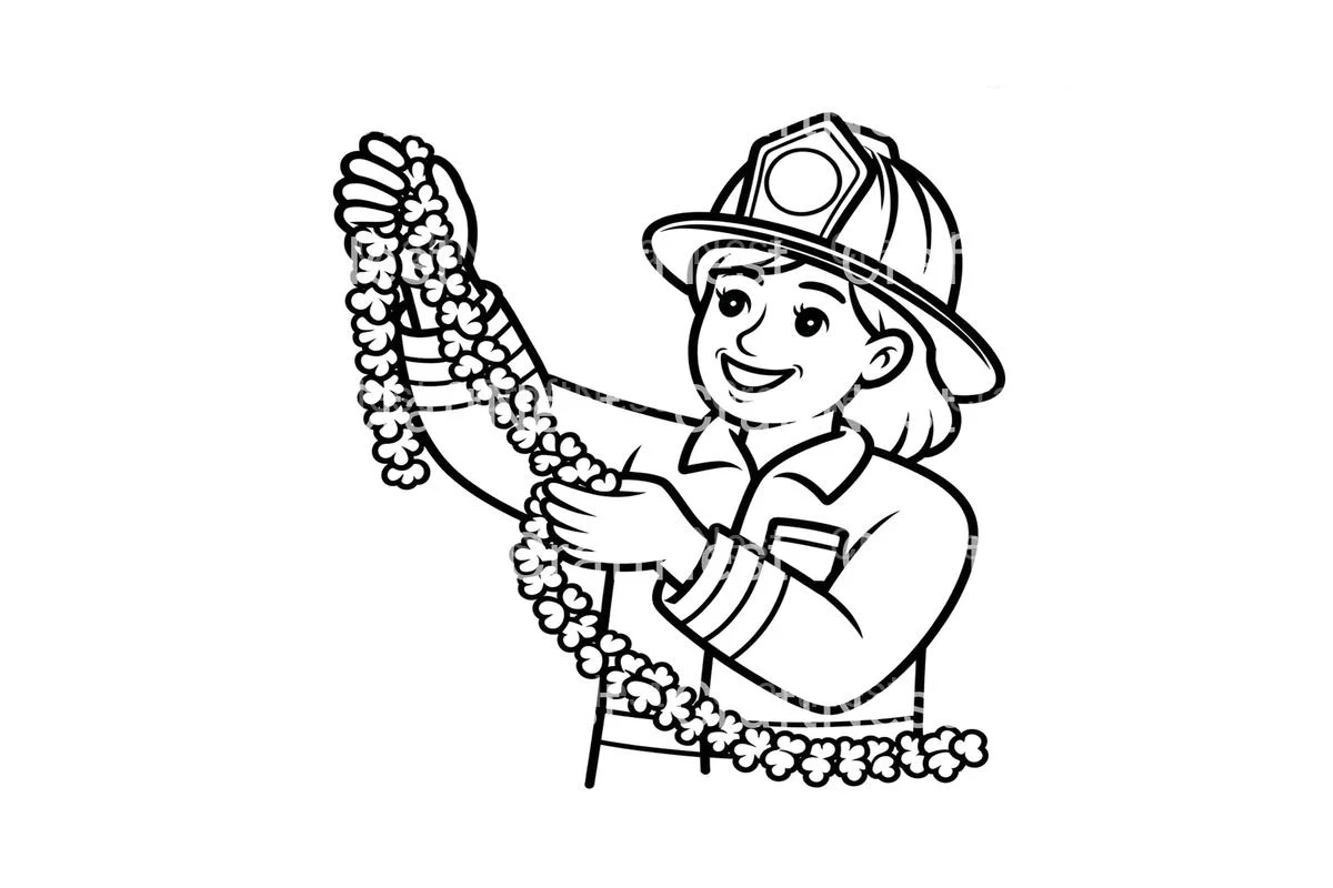 Firefighter Girl with Flower Garland Coloring Books - Image 4