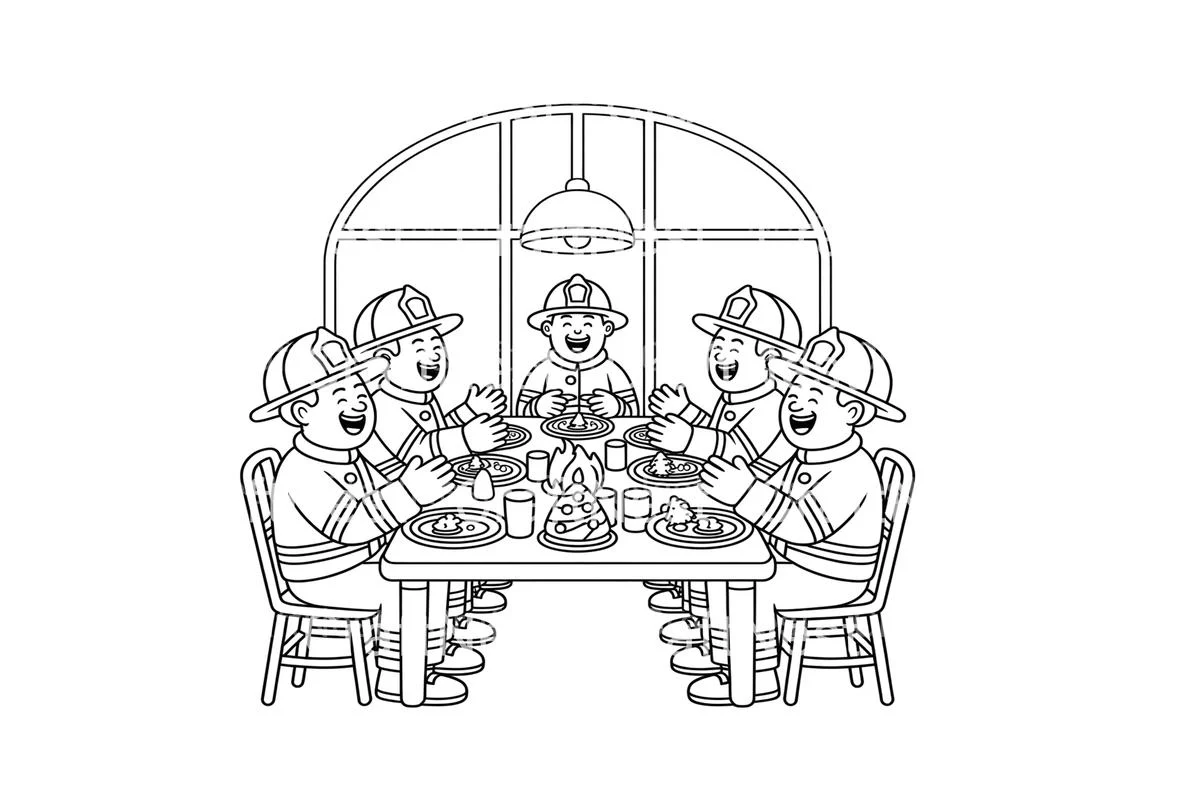 Firefighters Christmas Dinner Coloring Books - Image 2