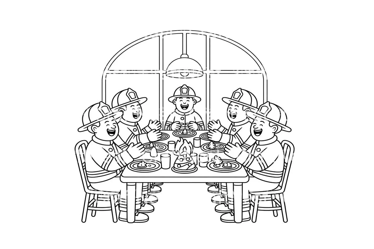Firefighters Christmas Dinner Coloring Books - Image 4
