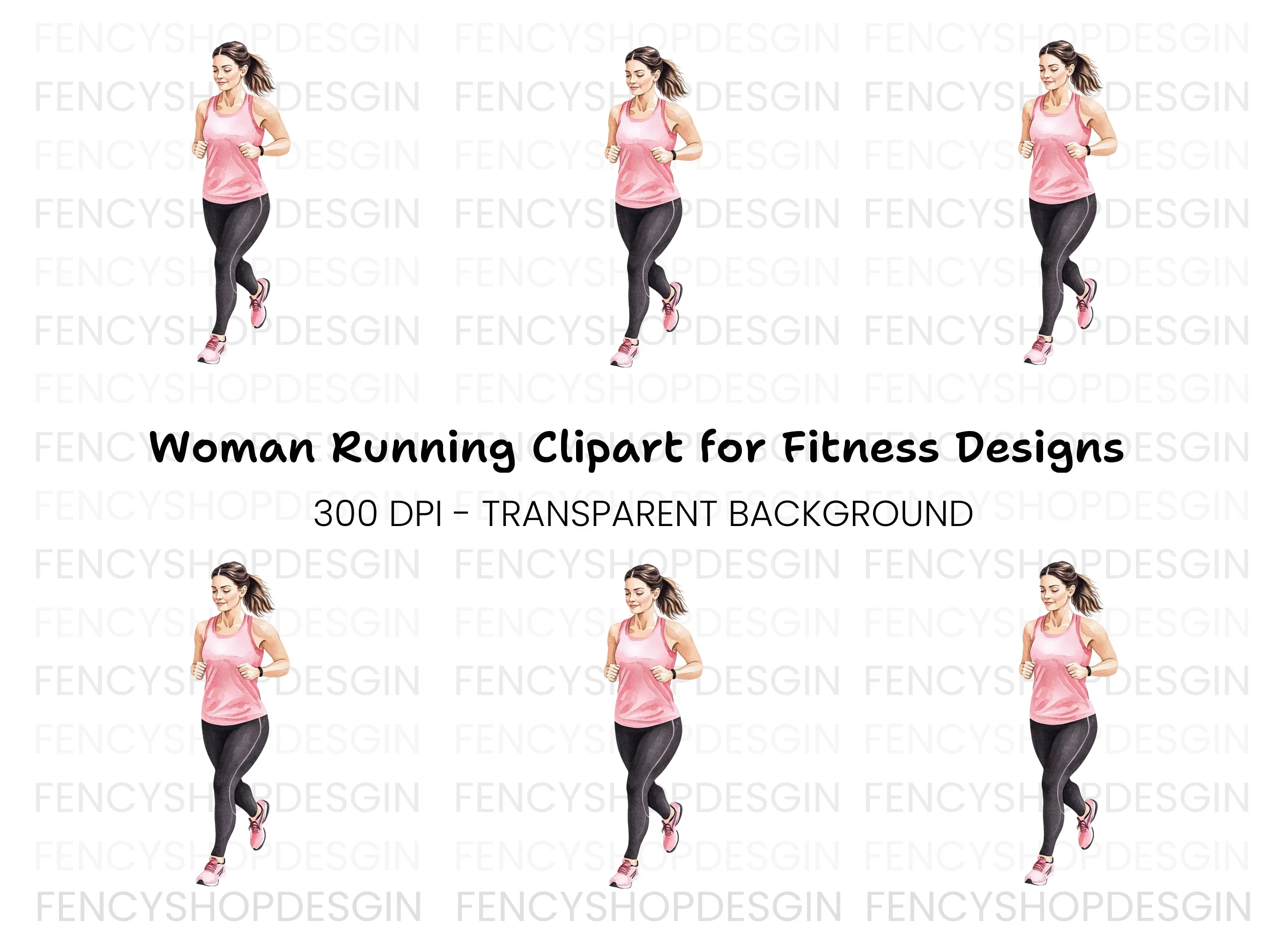 Fitness Woman Running Clipart Bundle