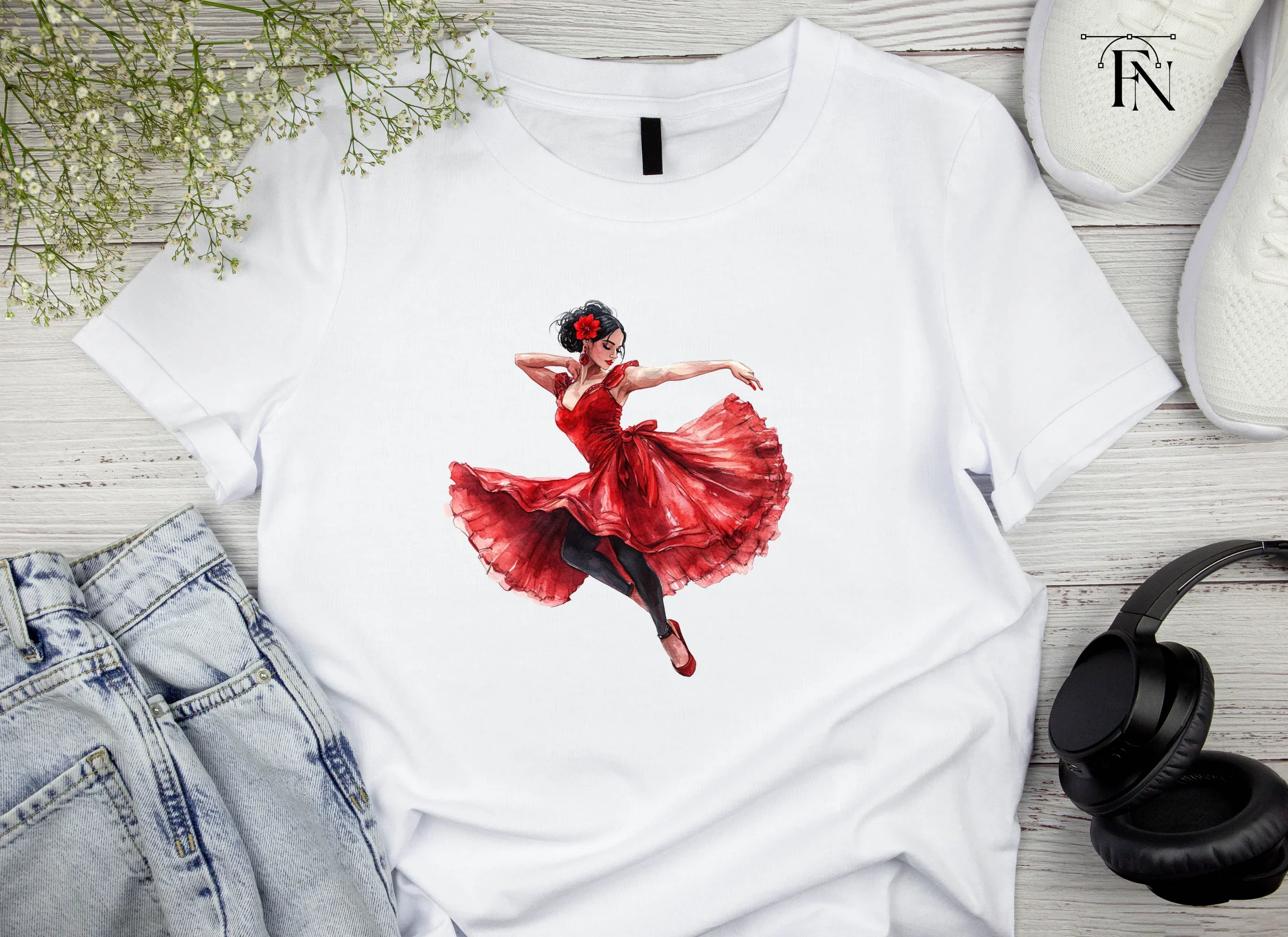 Flamenco Dancer in Red Clipart Bundle - Image 4