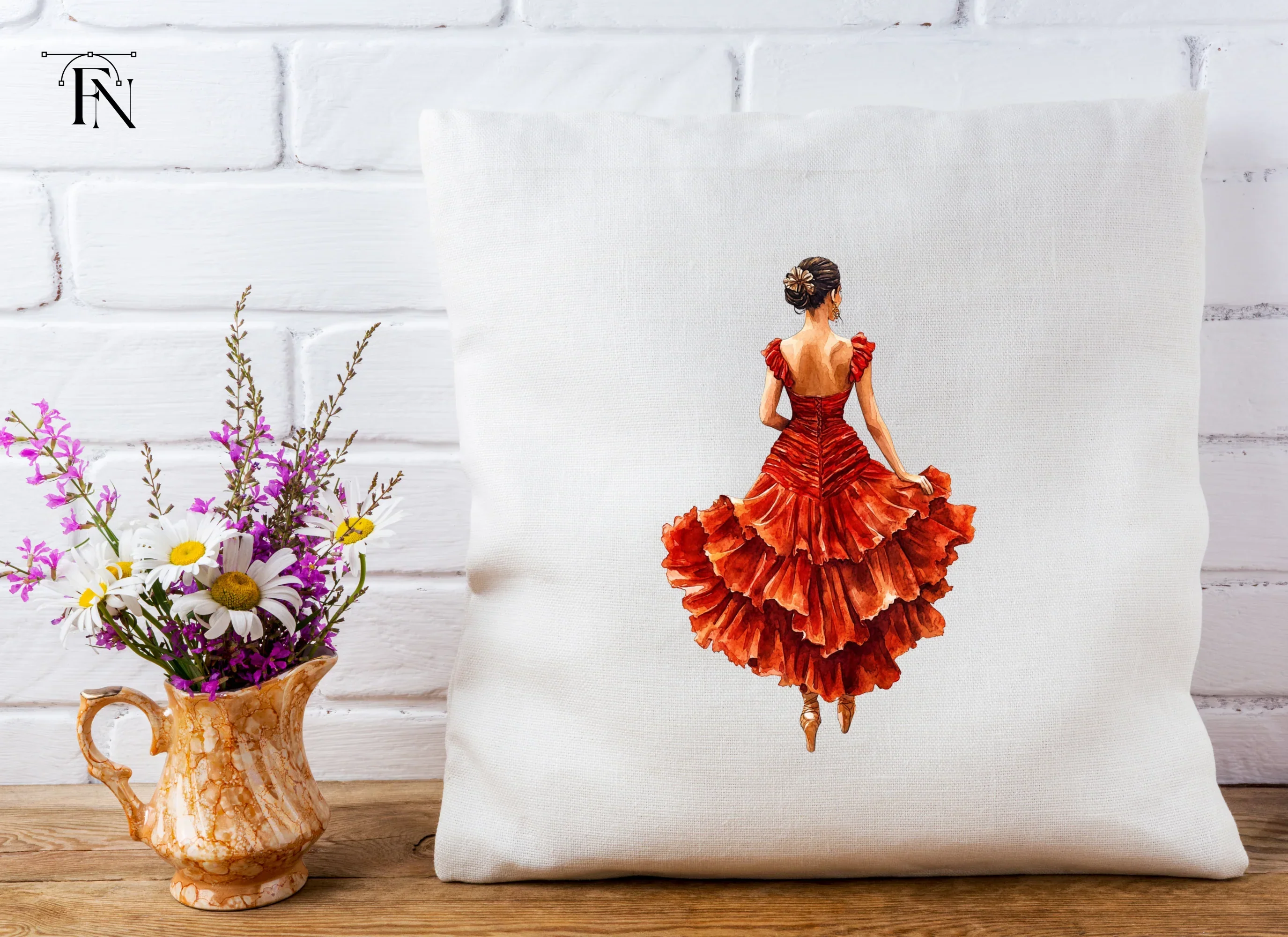 Flamenco Dancer in Red Ruffled Dress Clipart Bundle - Image 4