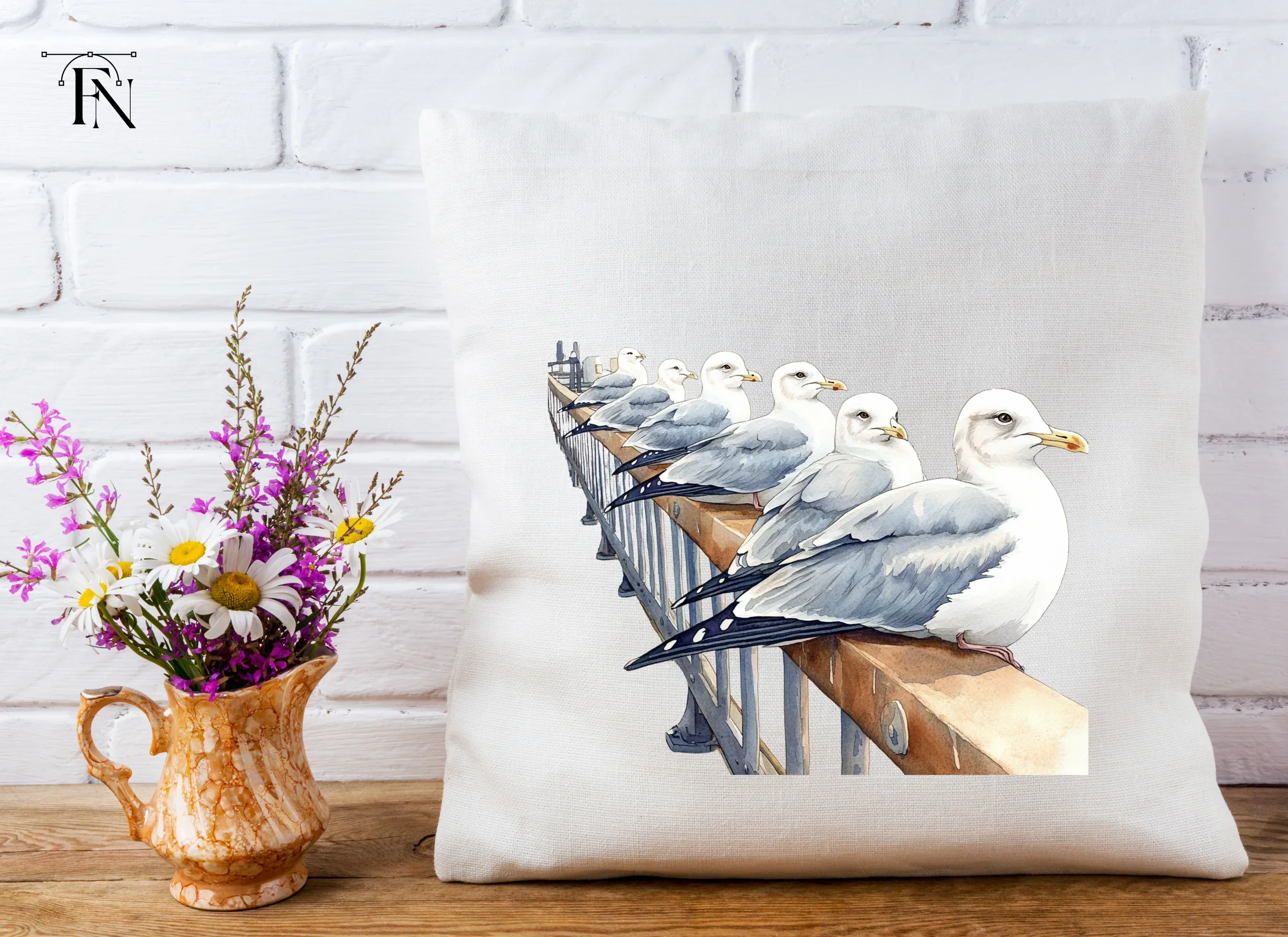 Flock of Seagulls on Railing Clipart Bundle - Image 5