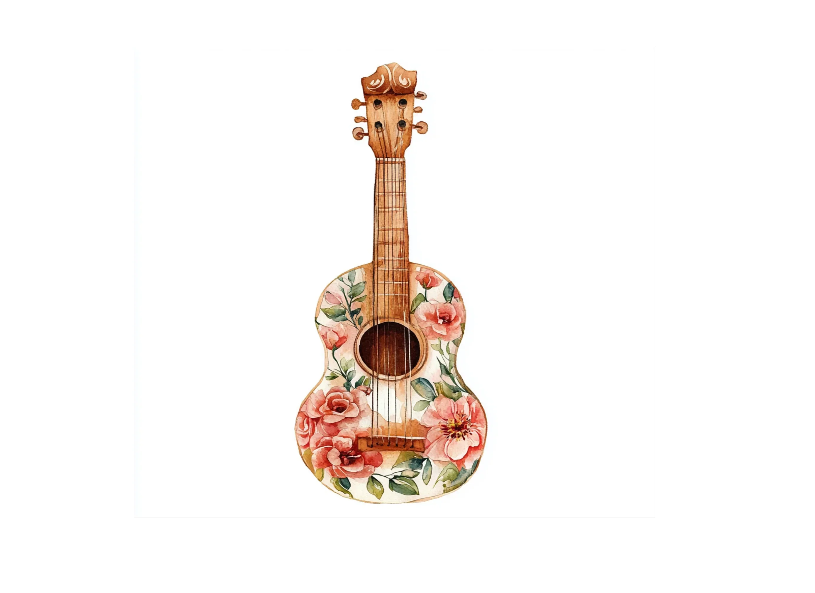 Floral Acoustic Guitar Clipart Bundle - Image 2