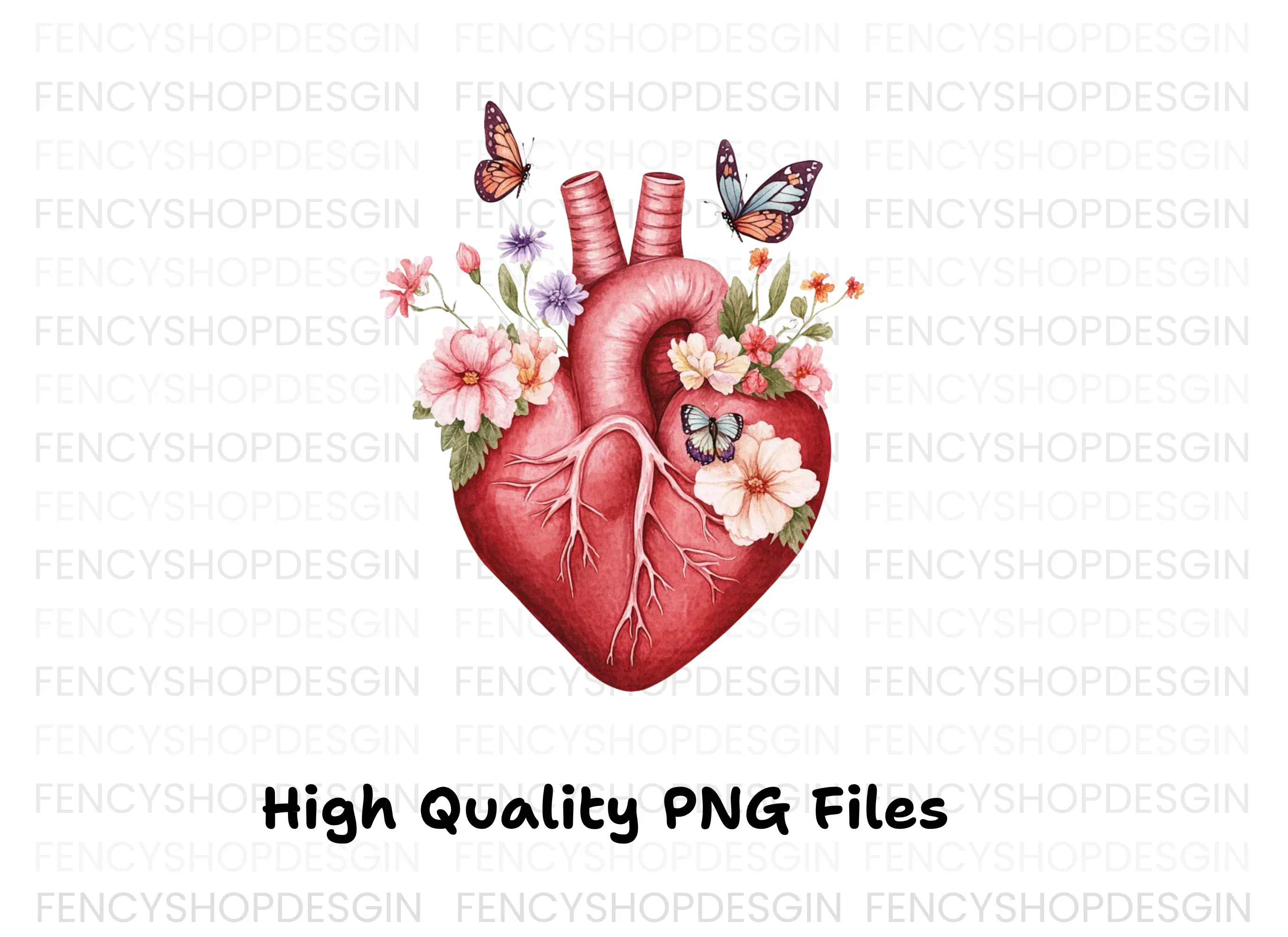 Floral Anatomical Heart Clipart Bundle - Image 3