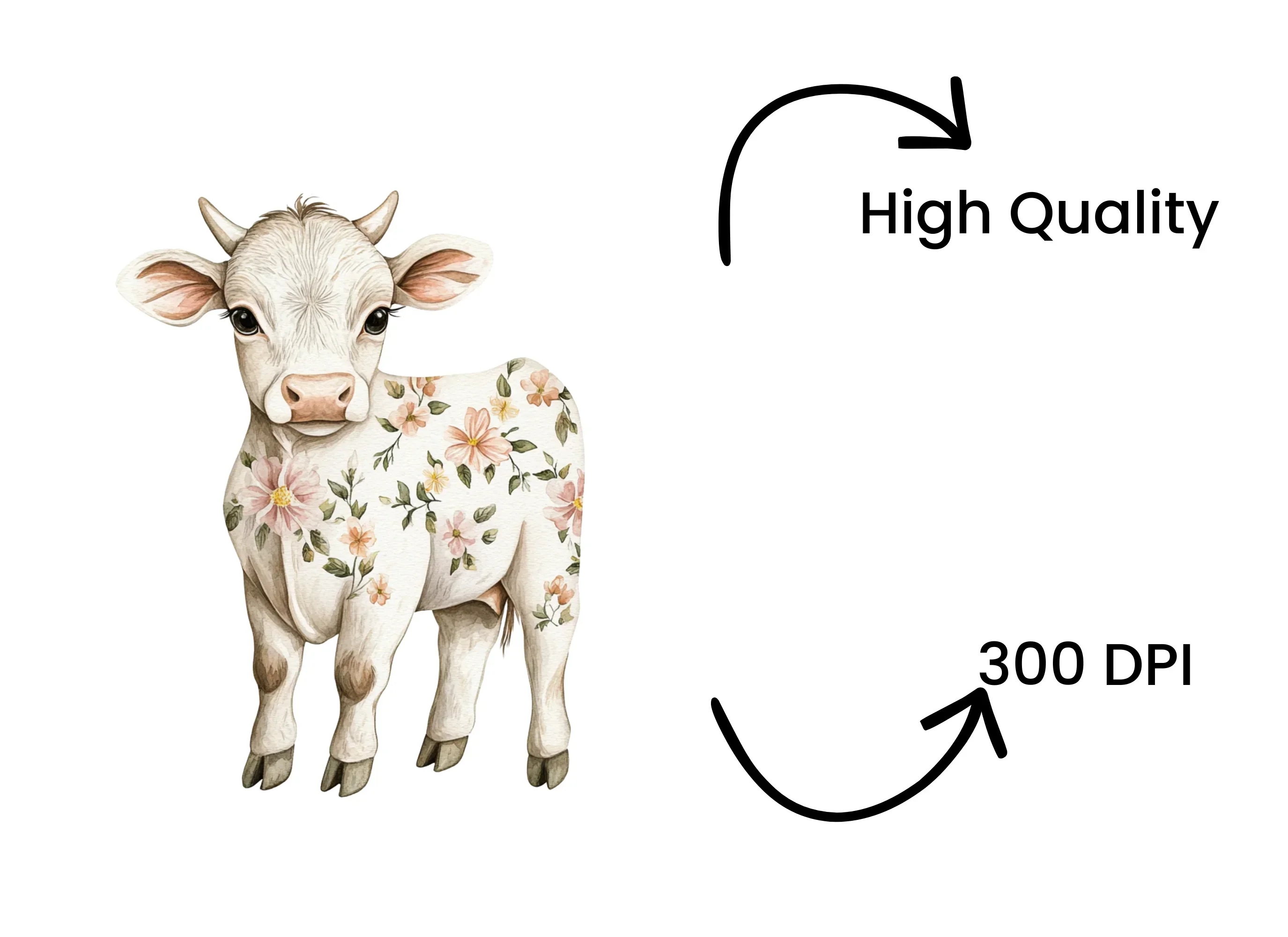 Floral Baby Calf Clipart Bundle - Image 4