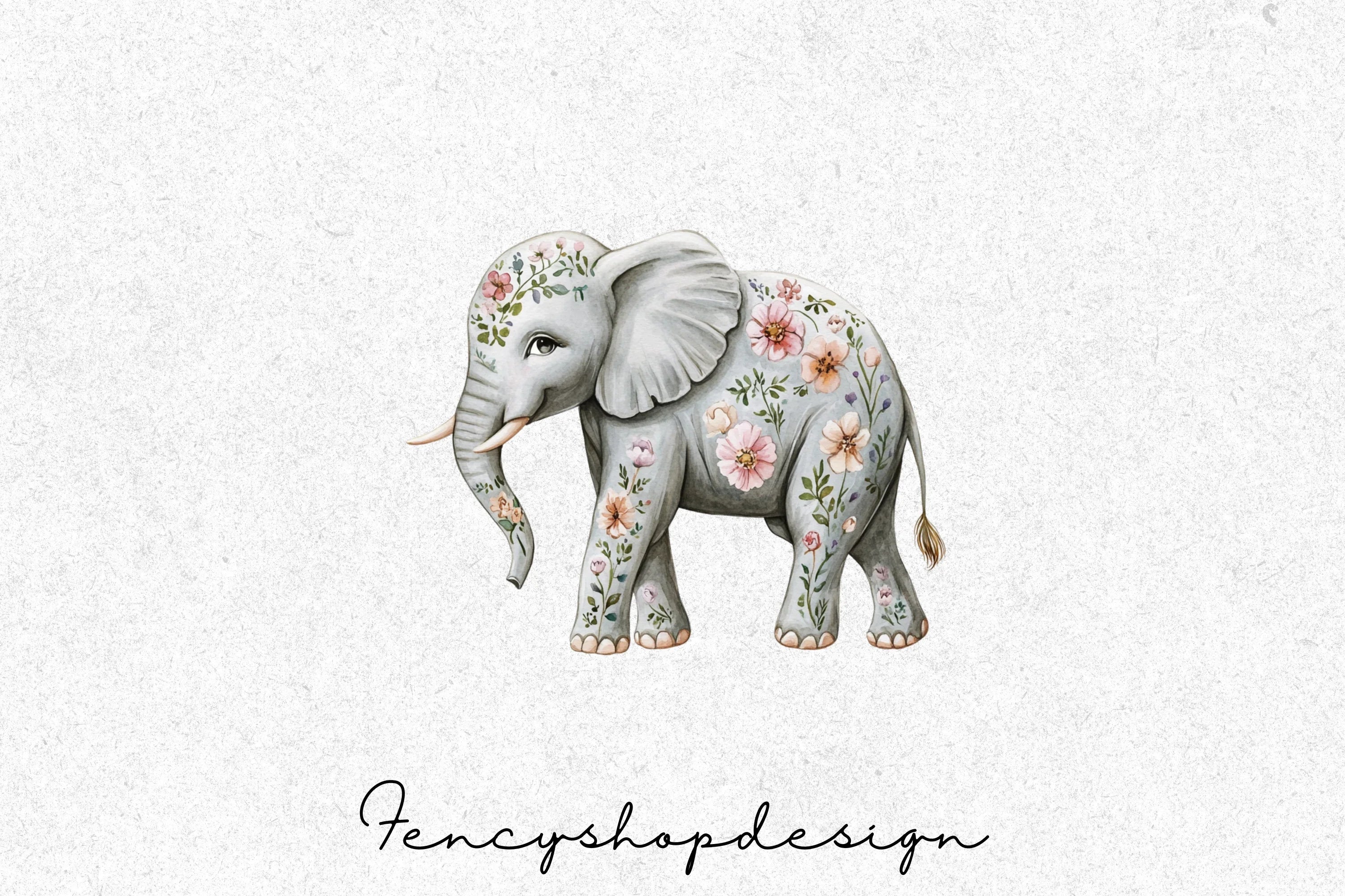 Floral Baby Elephant Clipart Bundle - Image 7