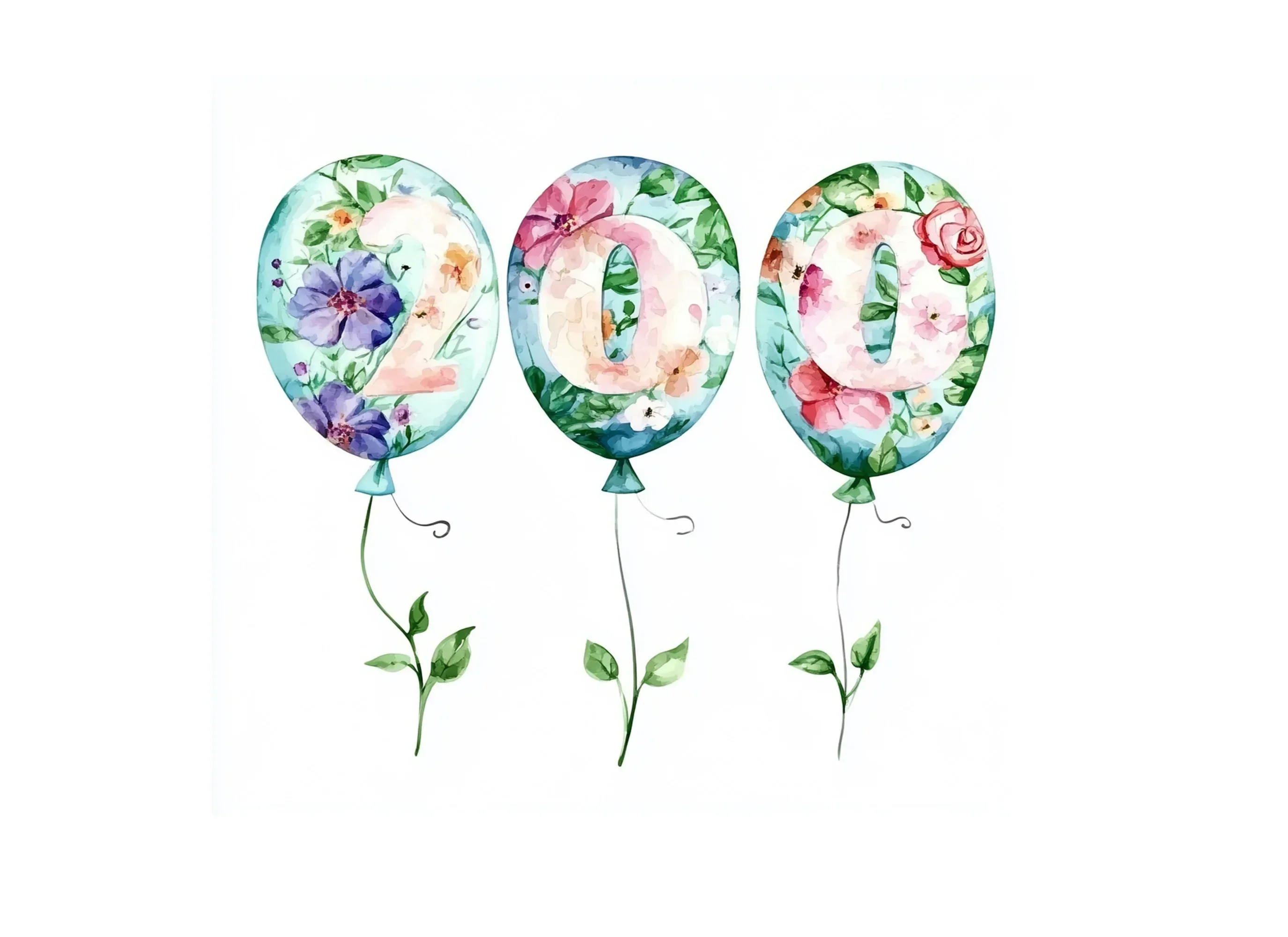Floral Balloon Bouquets Clipart Bundle - Image 3