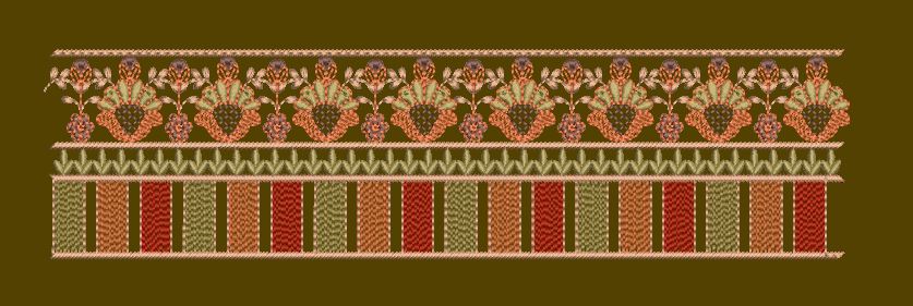 Floral Banded Geometric Border Embroidery Design