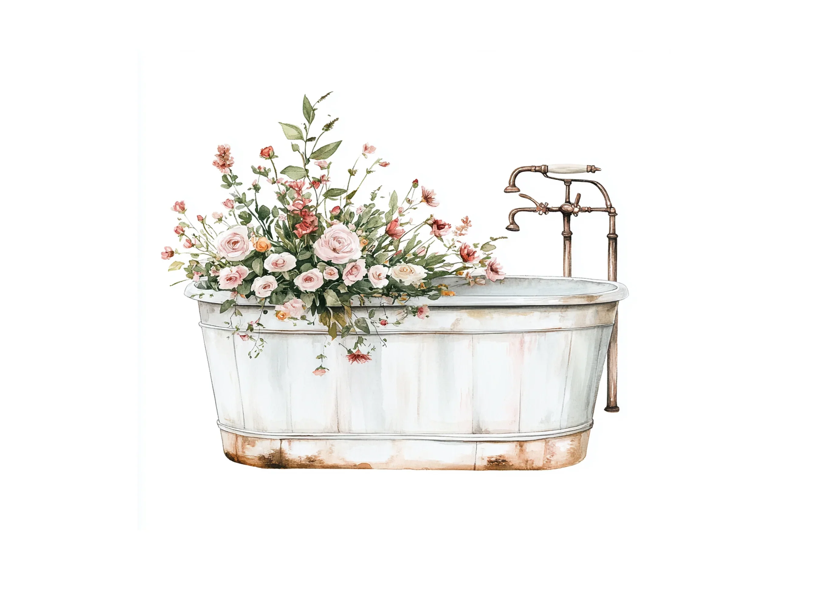 Floral Bathtub Clipart Bundle - Image 2