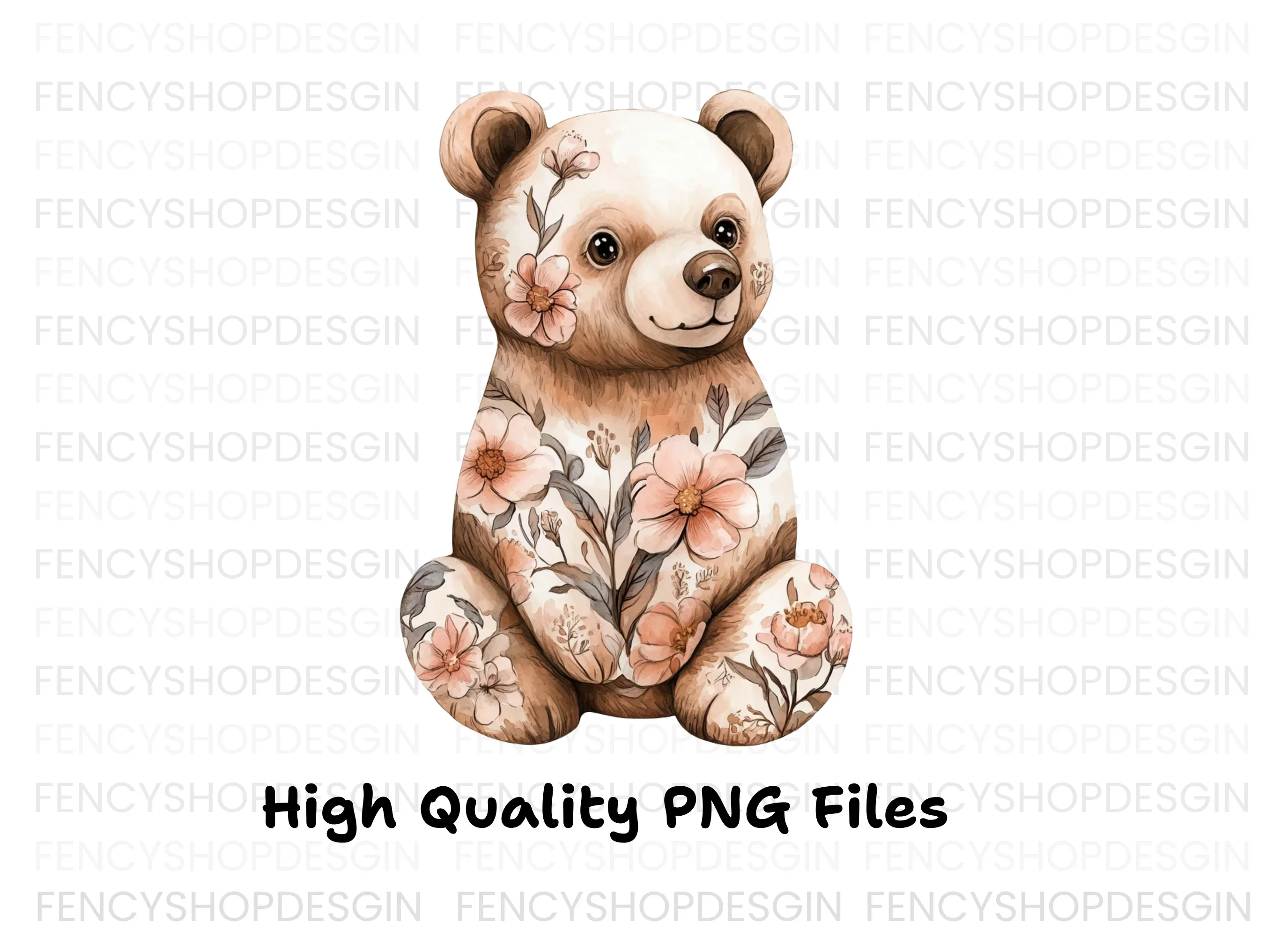 Floral Bear Baby Shower Clipart Bundle - Image 3