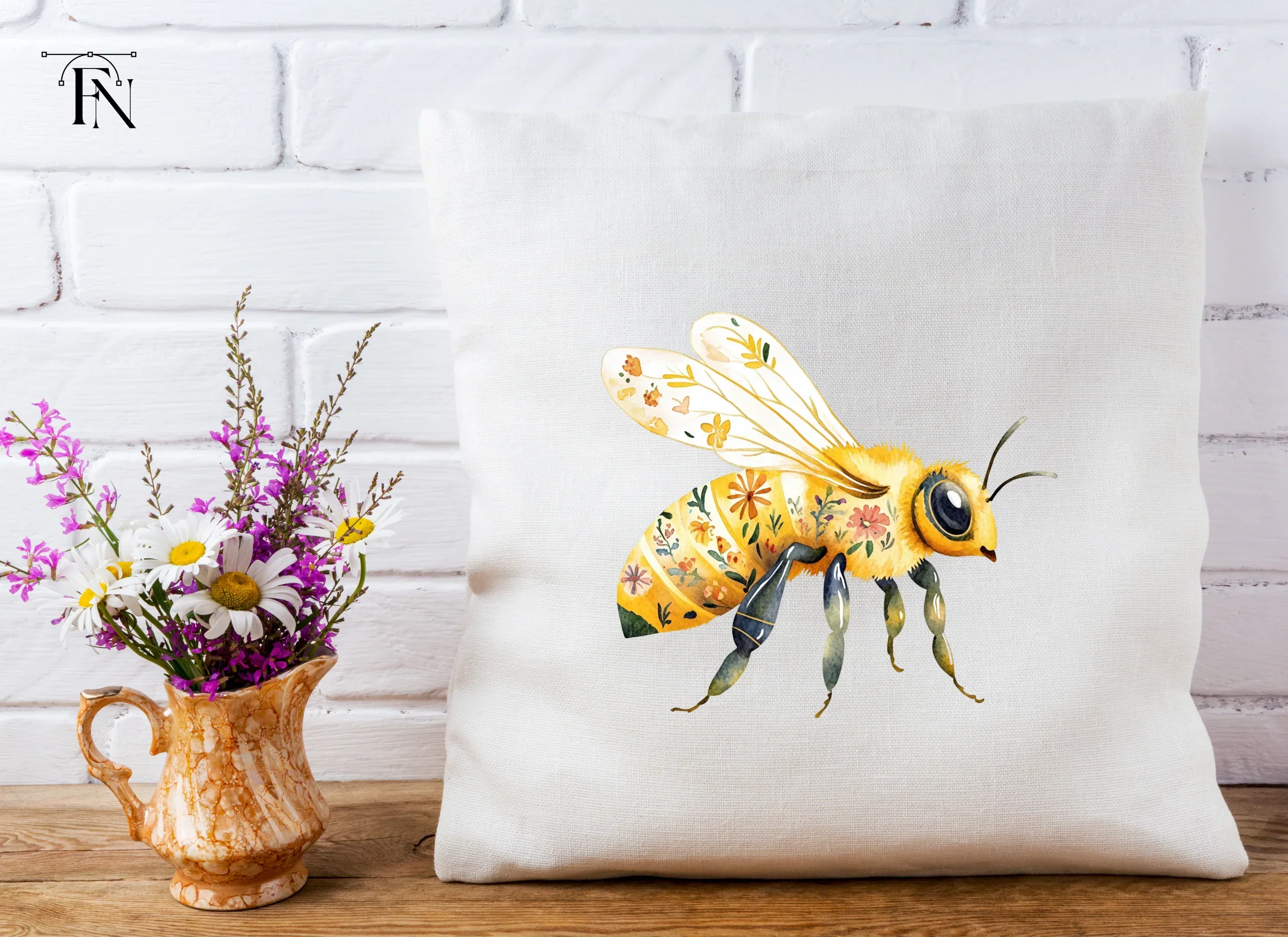 Floral Bee Clipart Bundle - Image 4