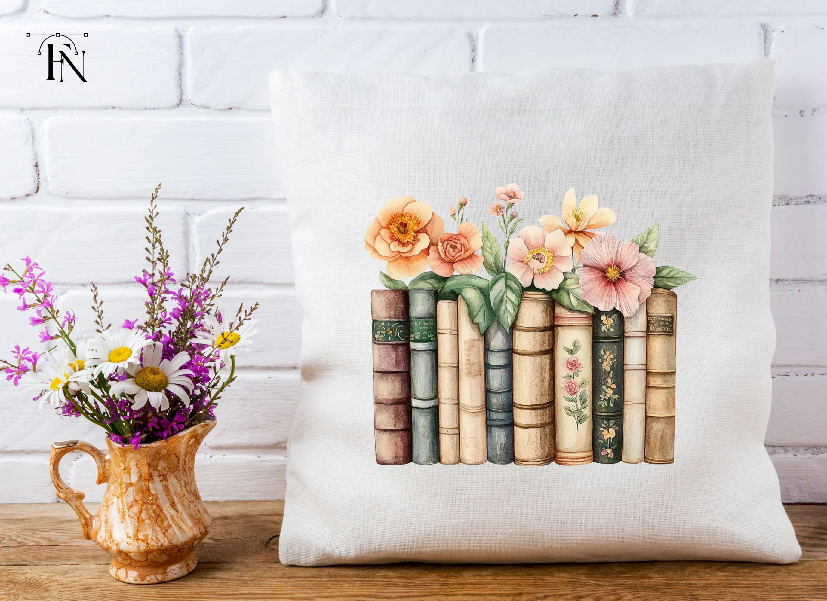 Floral Bookshelf Arrangement Clipart Bundle - Image 5