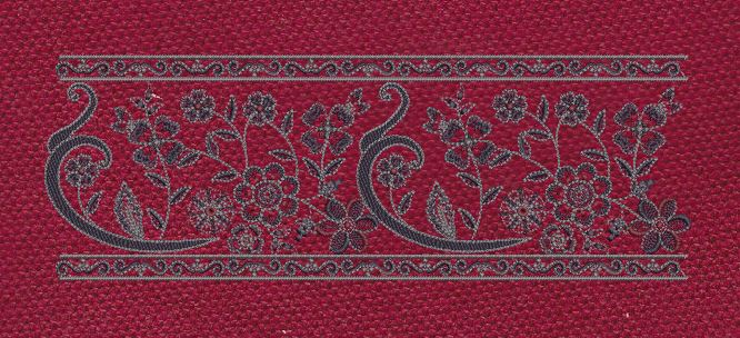 Floral Border Navy Blue Flowers Embroidery Design