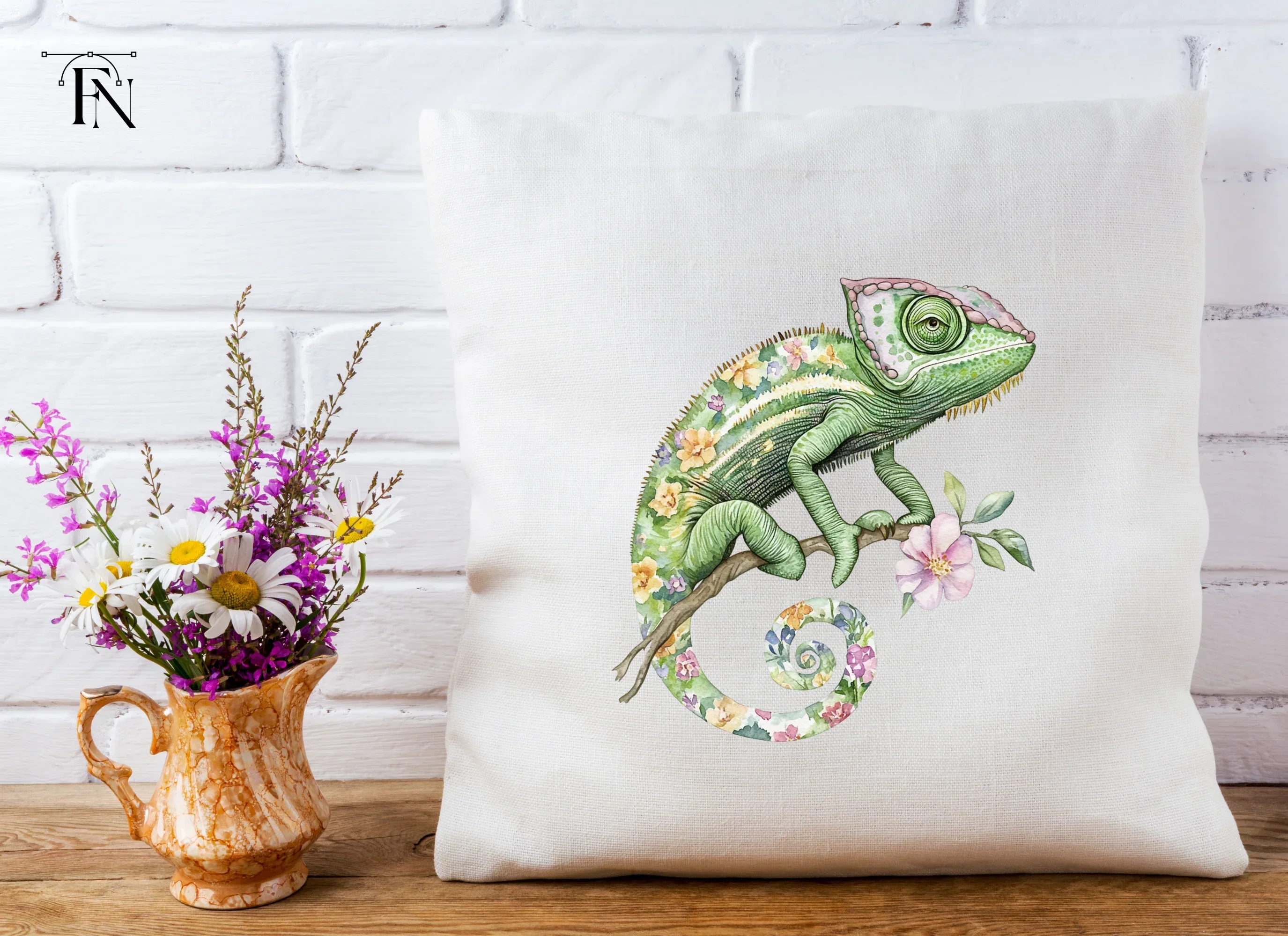 Floral Chameleon Clipart Bundle - Image 5