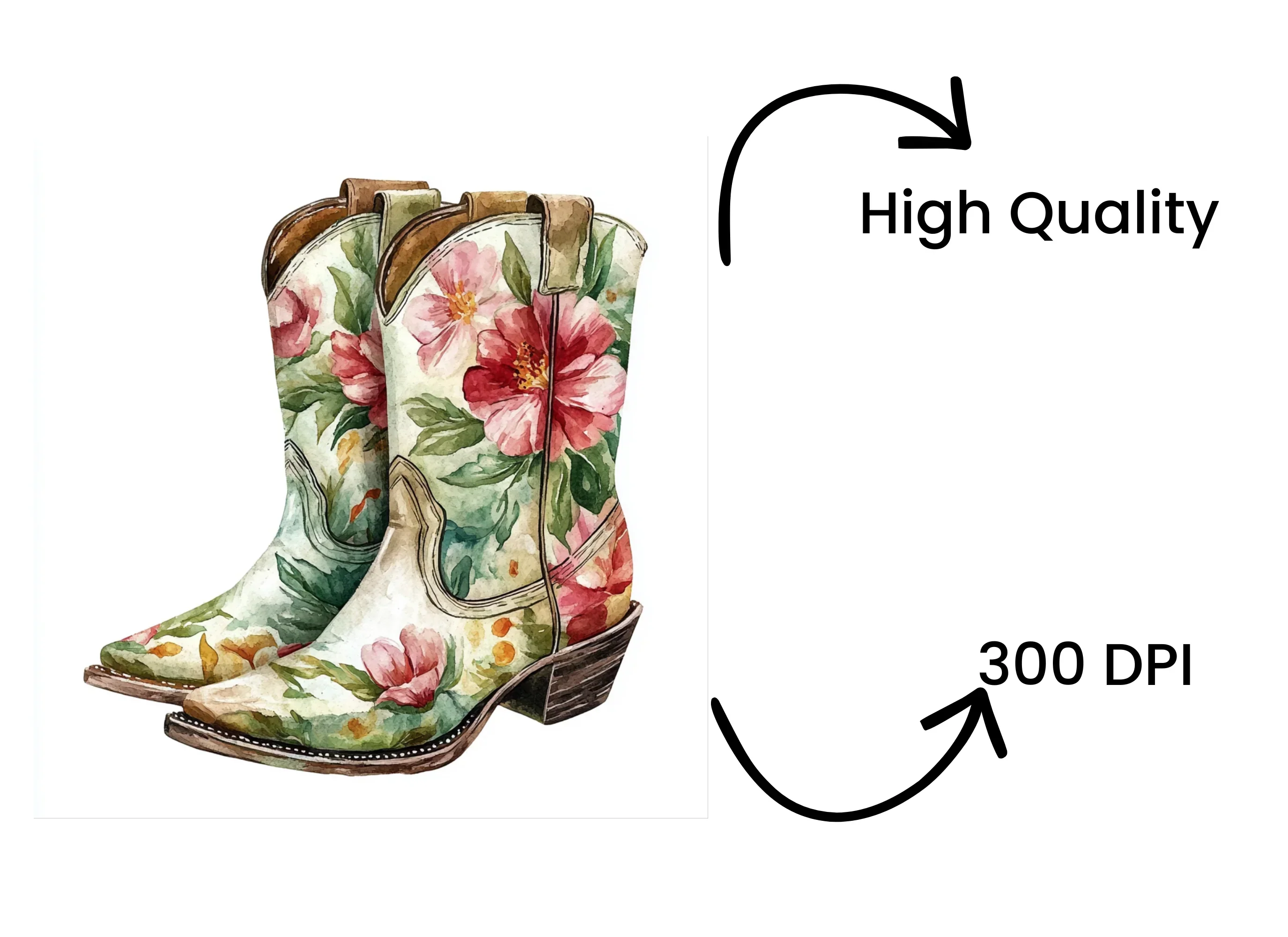 Floral Cowboy Boots Clipart Bundle - Image 4