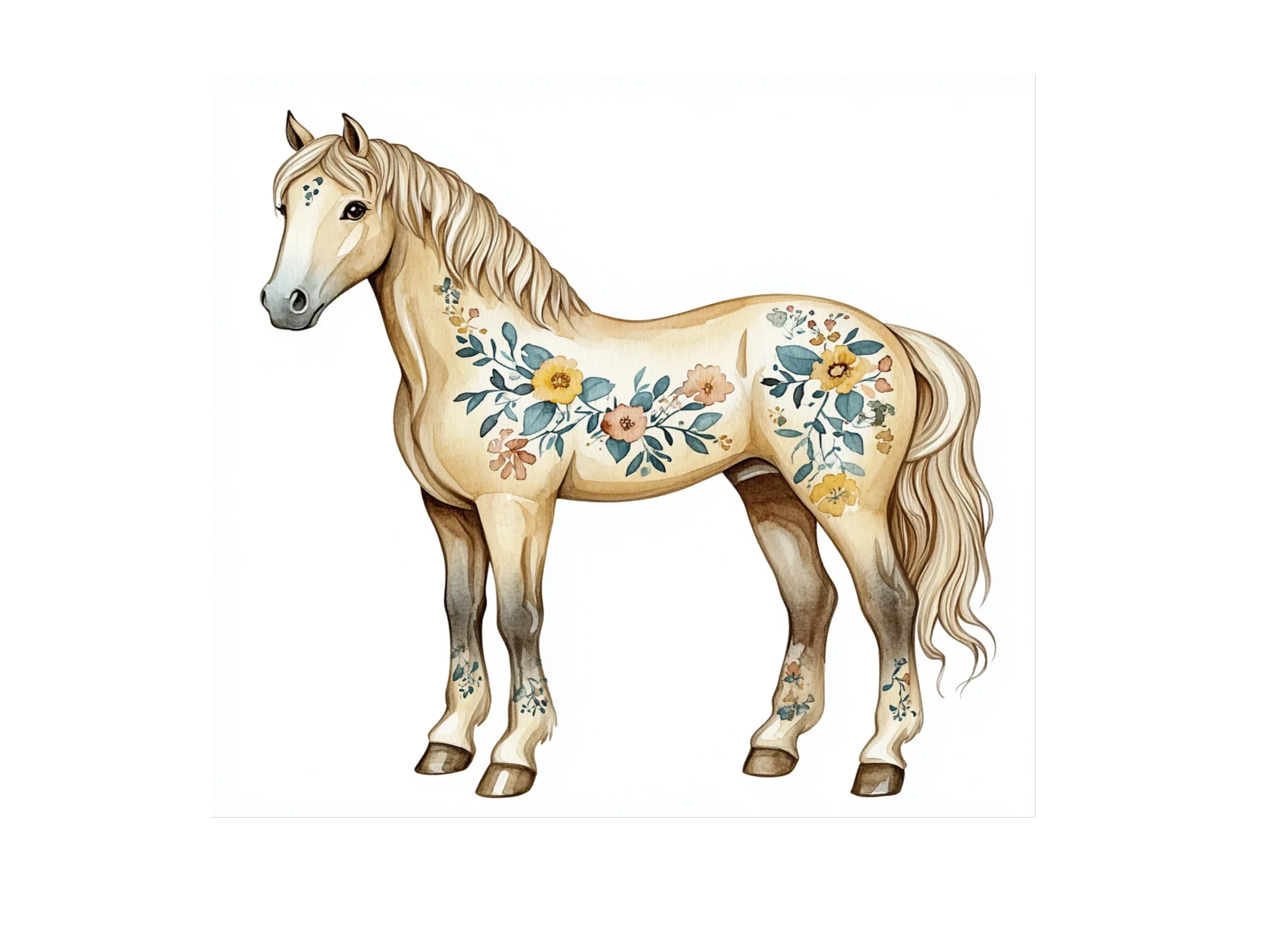 Floral Decorated Horse Clipart Bundle - Image 2