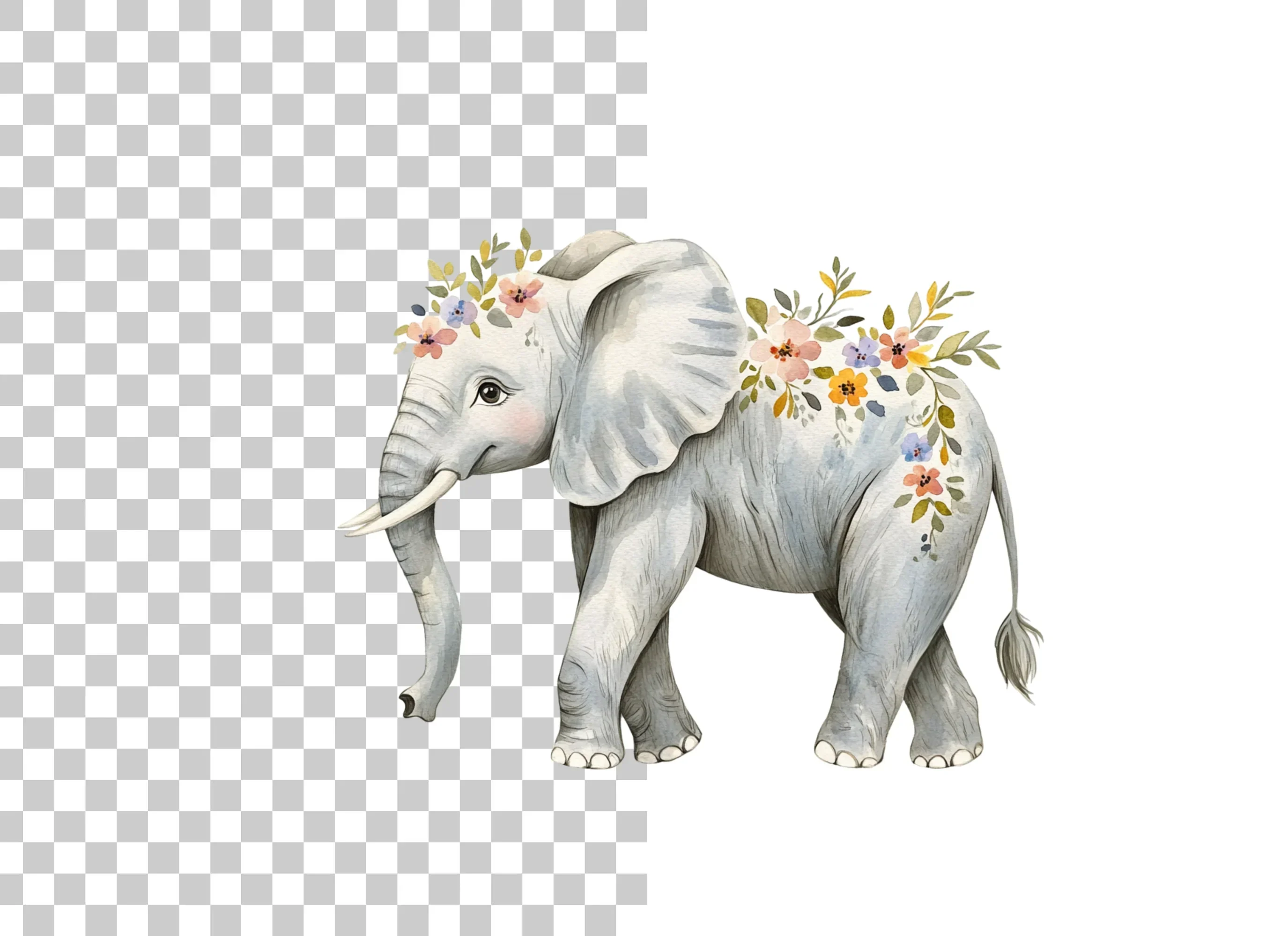 Floral Elephant Clipart Bundle - Image 2